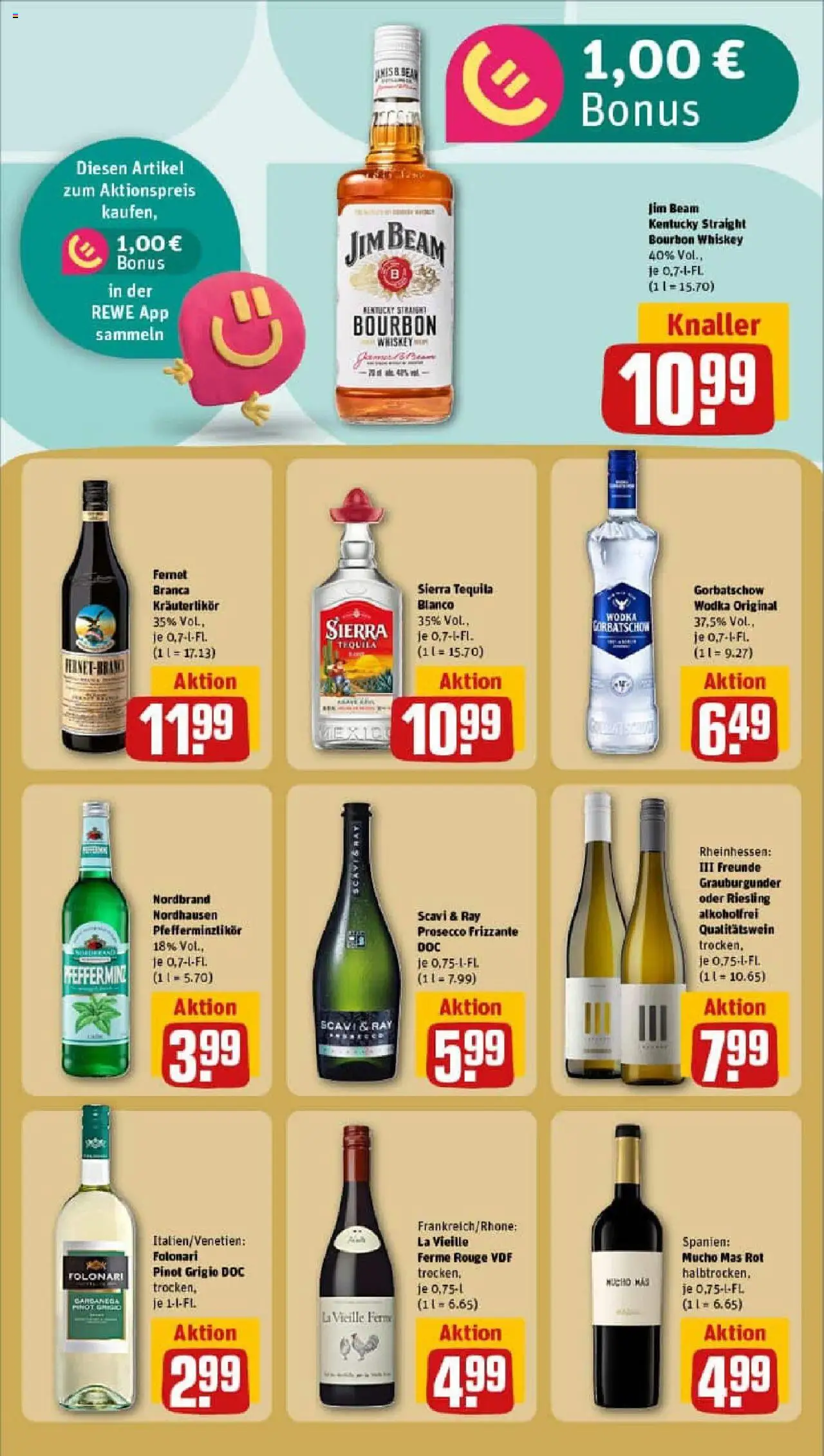 Rewe prospekt Stadtallendorf – gültig ab 28.09.2025 | Seite: 17 | Produkte: Jim beam, Tequila, Vodka, Fernet branca Rewe prospekt Stadtallendorf – gültig ab 28.09.2025 | Seite: 17 | Produkte: Jim beam, Tequila, Vodka, Fernet branca