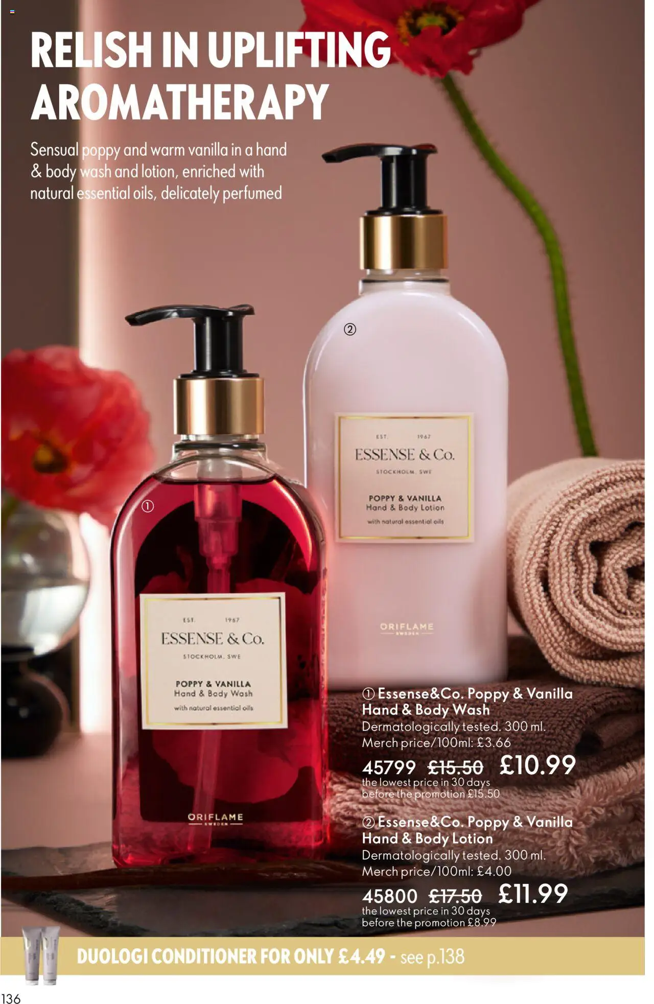 {H1} | Page: 136 | Products: Conditioner, Body lotion, Vanilla