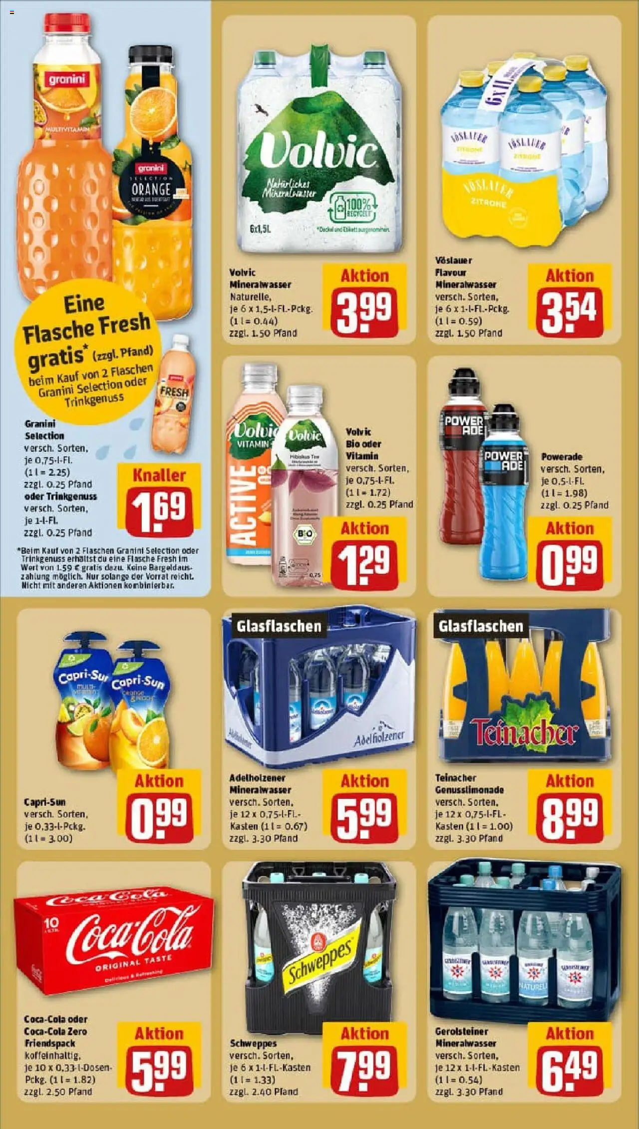 Rewe prospekt Rabenau / Londorf – gültig ab 28.09.2025 | Seite: 18 | Produkte: Schweppes, Mineralwasser, Granini, Gerolsteiner Rewe prospekt Rabenau / Londorf – gültig ab 28.09.2025 | Seite: 18 | Produkte: Schweppes, Mineralwasser, Granini, Gerolsteiner