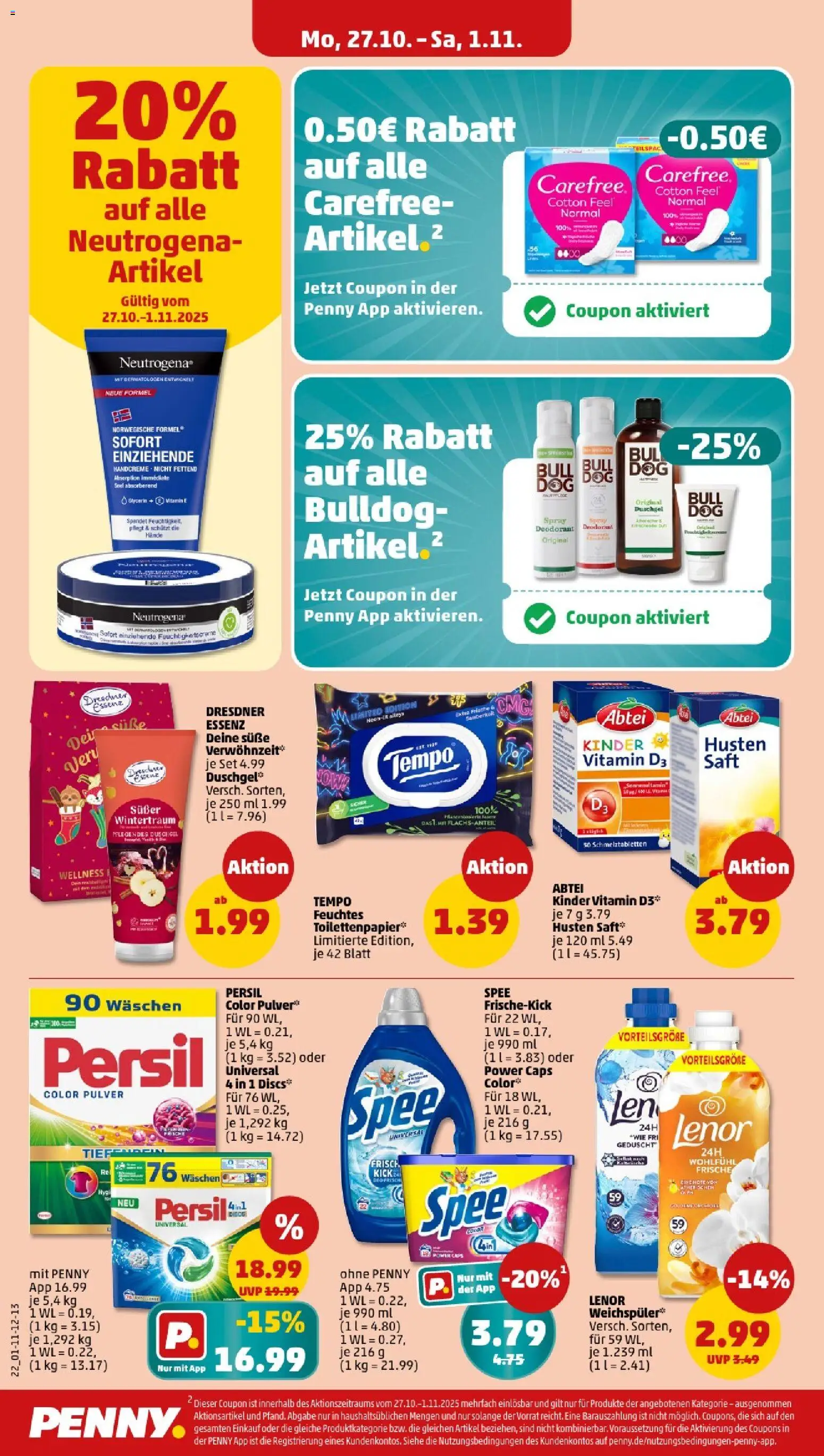 Penny - Sachsen – gültig ab 27.10.2025 | Seite: 24 | Produkte: Duschgel, Spee, Wasser, Persil Penny - Sachsen – gültig ab 27.10.2025 | Seite: 24 | Produkte: Duschgel, Spee, Wasser, Persil