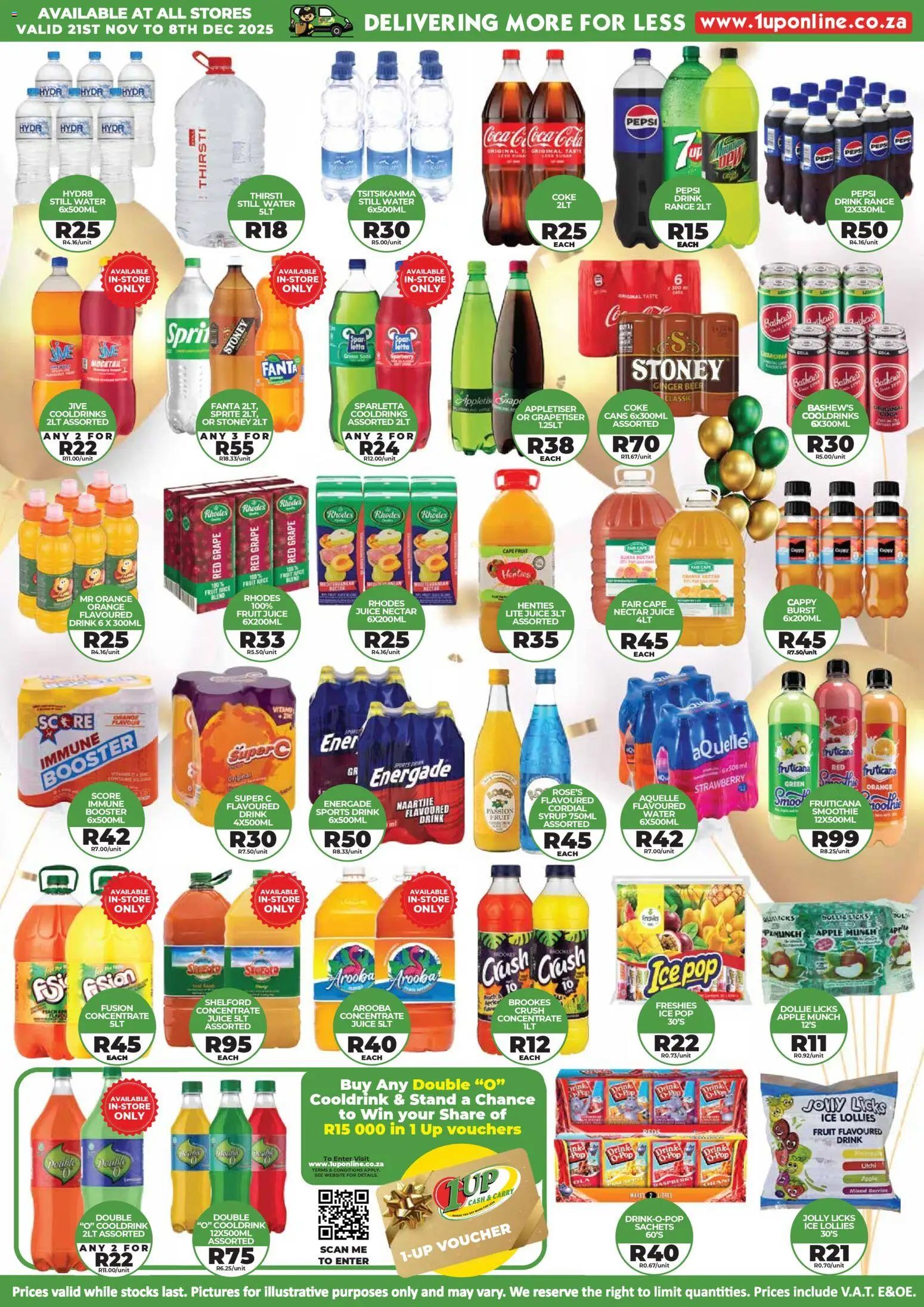 New 1UP Cash & Carry catalogue – valid from 21.11.2025 | Page: 3 | Products: Coke, Fanta, Water, Fruit New 1UP Cash & Carry catalogue – valid from 21.11.2025 | Page: 3 | Products: Coke, Fanta, Water, Fruit