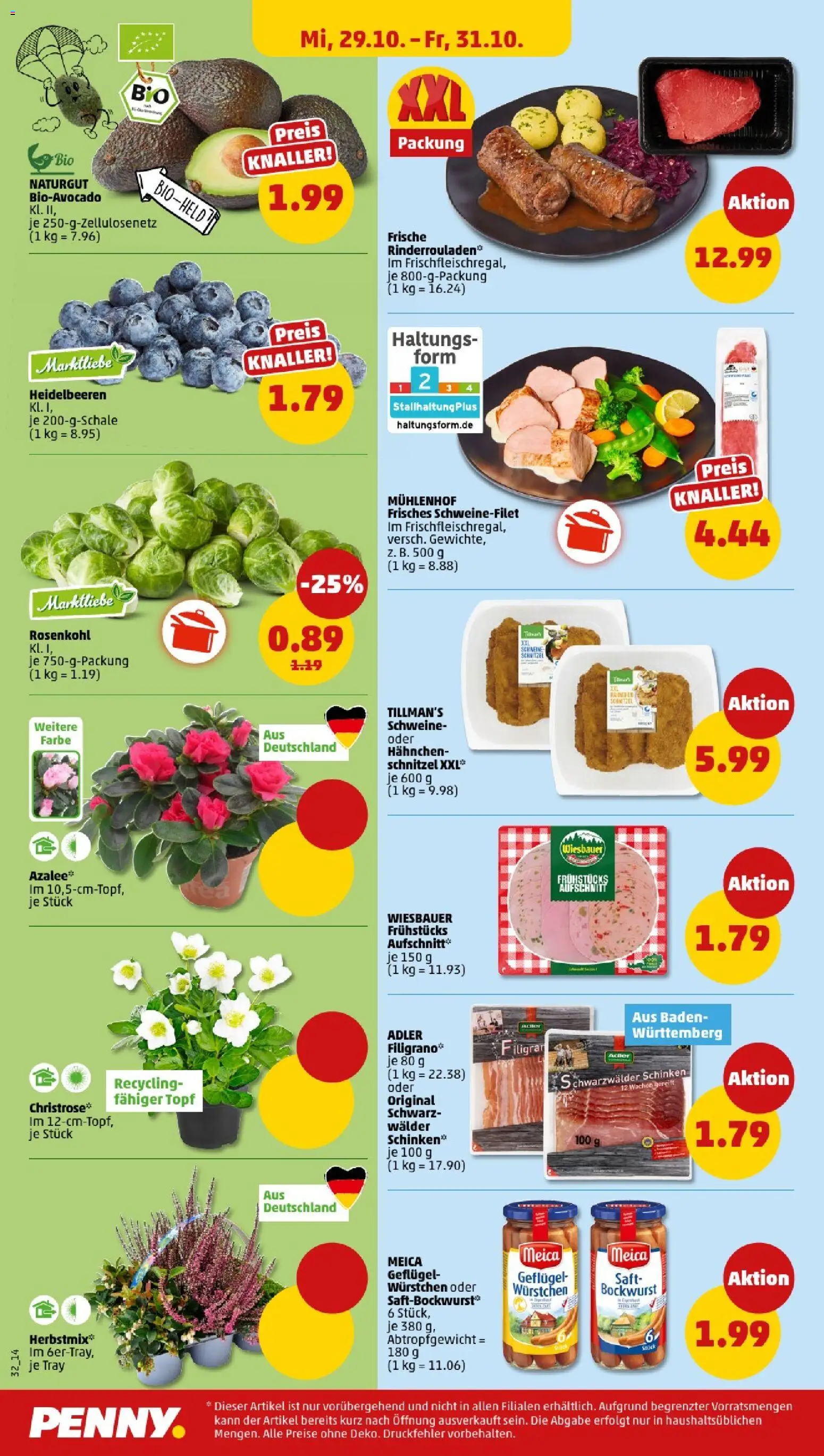 Penny - Baden-Württemberg – gültig ab 27.10.2025 | Seite: 34 | Produkte: Hahnchen, Schnitzel, Meica, Schinken Penny - Baden-Württemberg – gültig ab 27.10.2025 | Seite: 34 | Produkte: Hahnchen, Schnitzel, Meica, Schinken