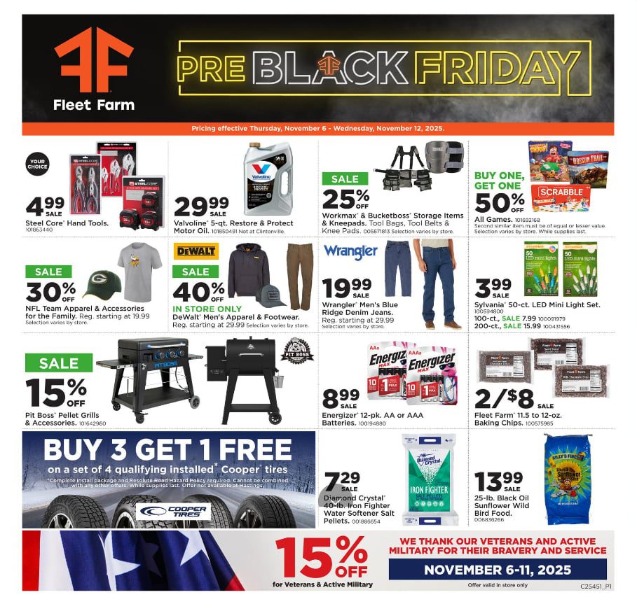 Fleet Farm Weekly Circular Ad November 6 – November 12, 2025. Pre Black Friday Sale!