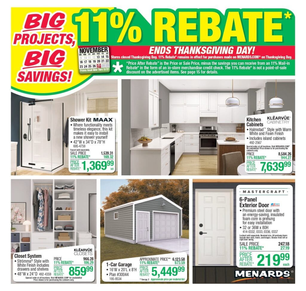 Menards sale ad 13 November Menards ad this week Big Projects, Big Savings!