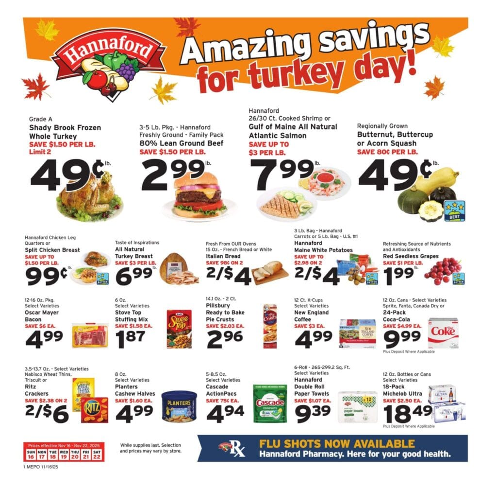 Hannaford Weekly Flyer valid November 16 – November 22, 2025