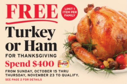 ShopRite Free Turkey for Thanksgiving
