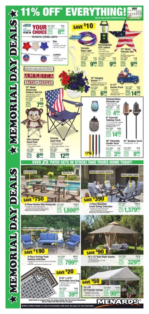 Menards sale ad Memorial 2023