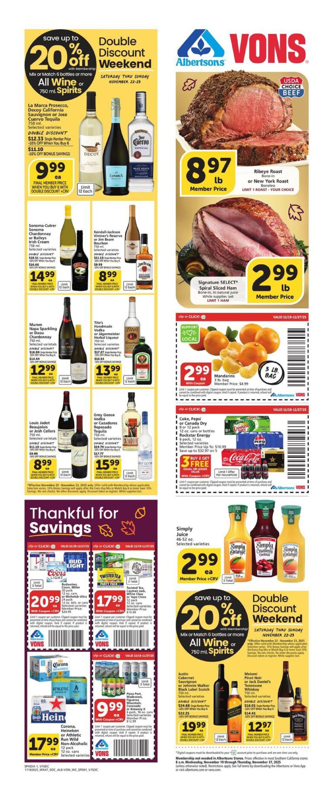 Vons Weekly Ad Sale November 19 – November 27, 2025