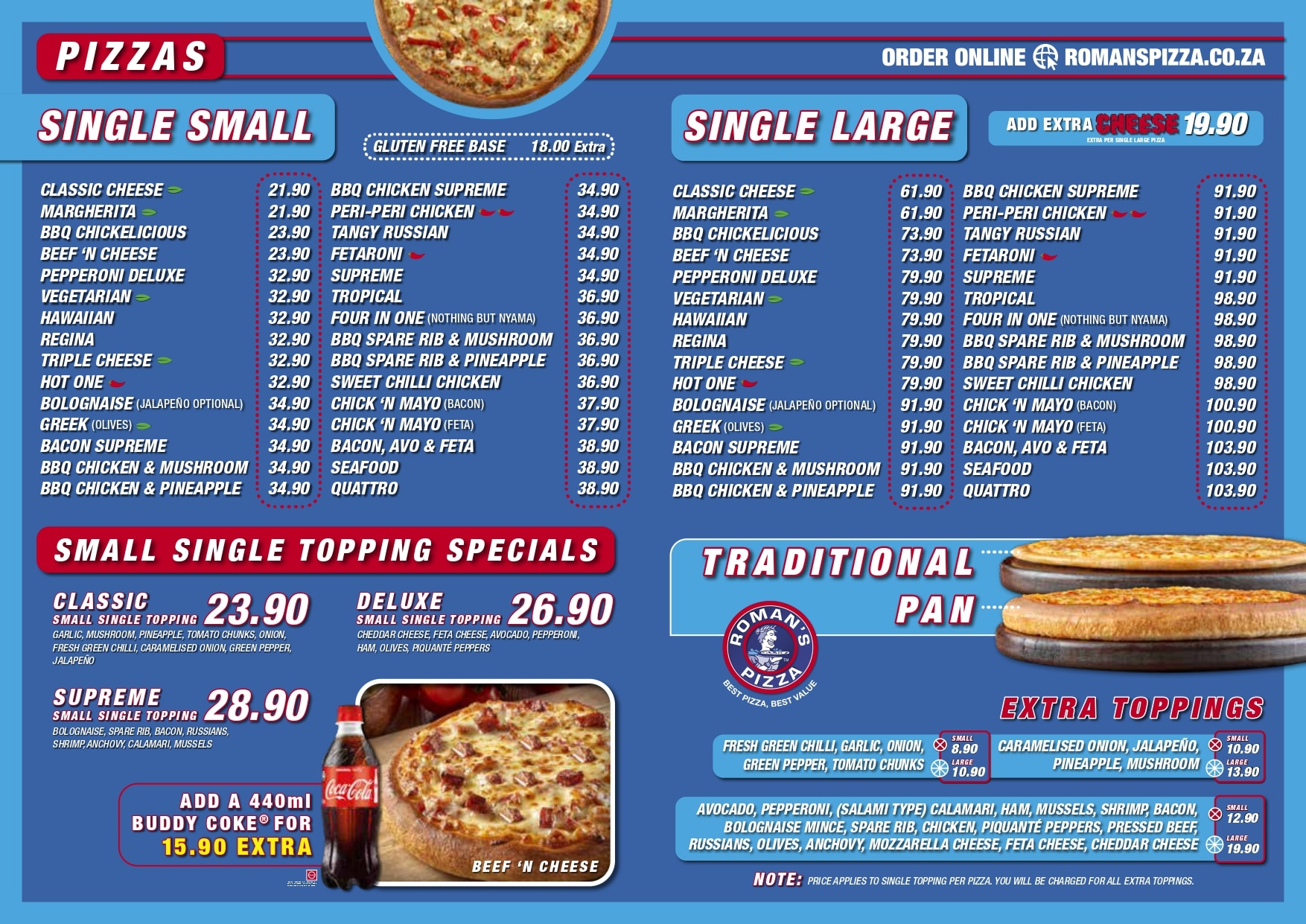 Roman’s Pizza Menu Prices 2023 2