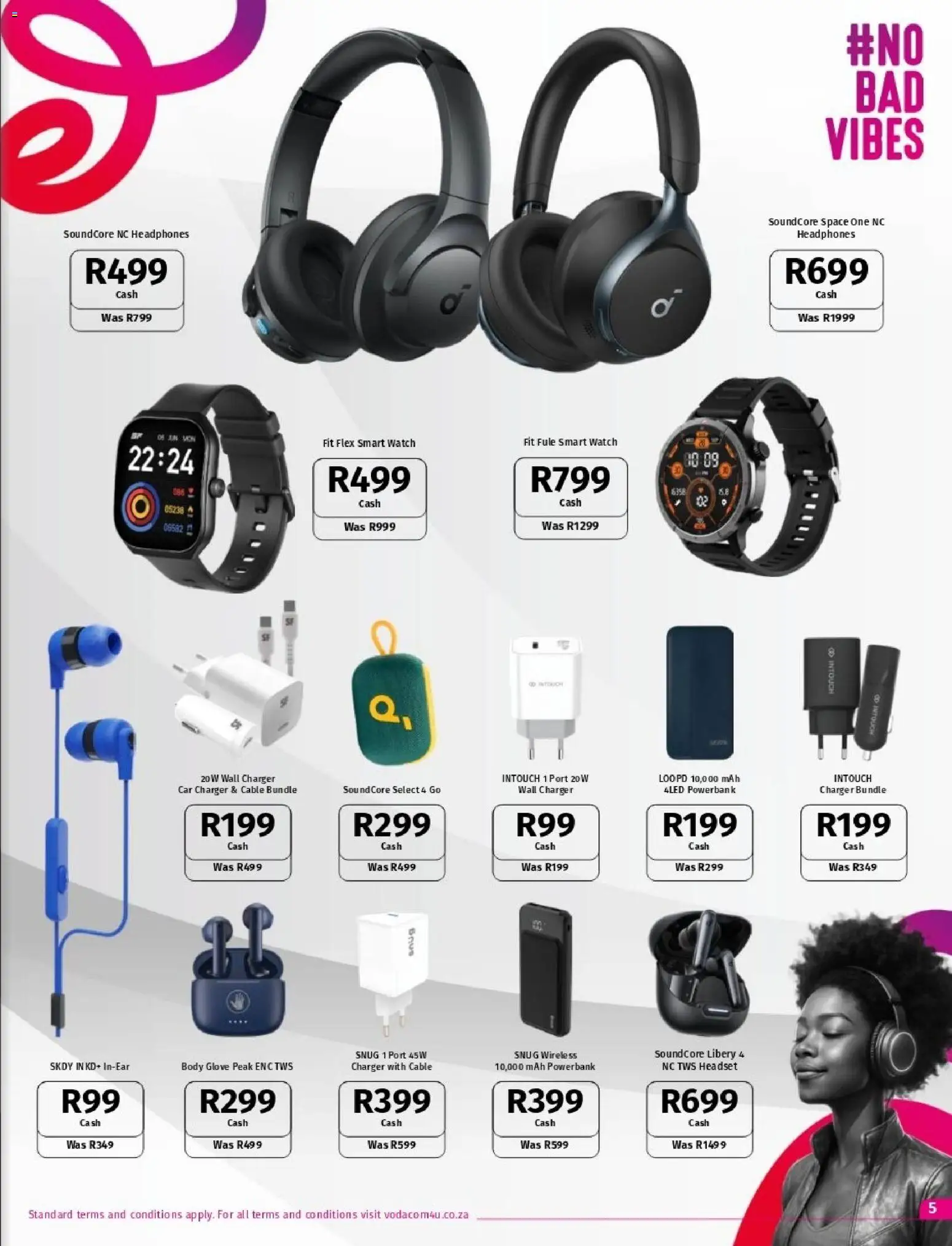 New Vodacom catalogue – valid from 07.11.2025 | Page: 5 | Products: Headset, Powerbank, Glove, Cable