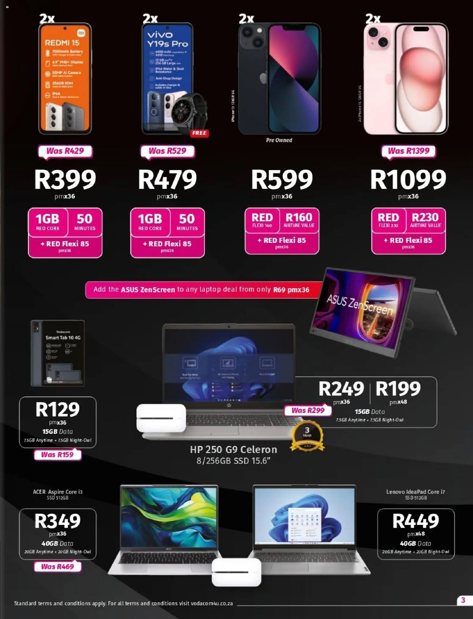 New Vodacom catalogue – valid from 07.11.2025 | Page: 3 | Products: Data, Laptop, Battery, Water