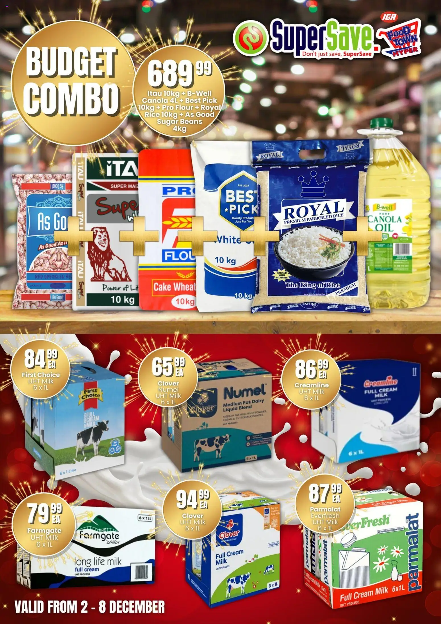 New Super Save catalogue – valid from 02.12.2025 | Page: 4 | Products: Cake, Beans, Milk, Sugar New Super Save catalogue – valid from 02.12.2025 | Page: 4 | Products: Cake, Beans, Milk, Sugar