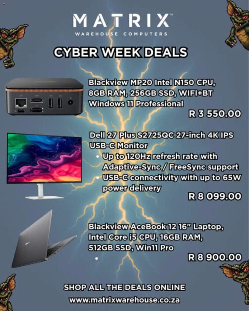 Matrix Warehouse Cyber Week (01/12/2025 – 05/12/2025) Online