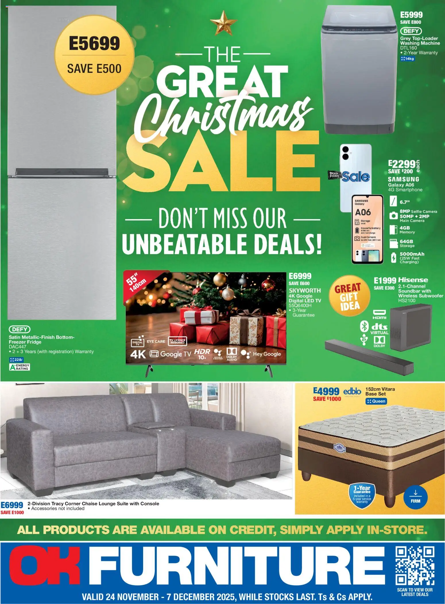 New OK Furniture catalogue – valid from 24.11.2025 | Page: 1 | Products: Audio, Battery, Soundbar, Chaise