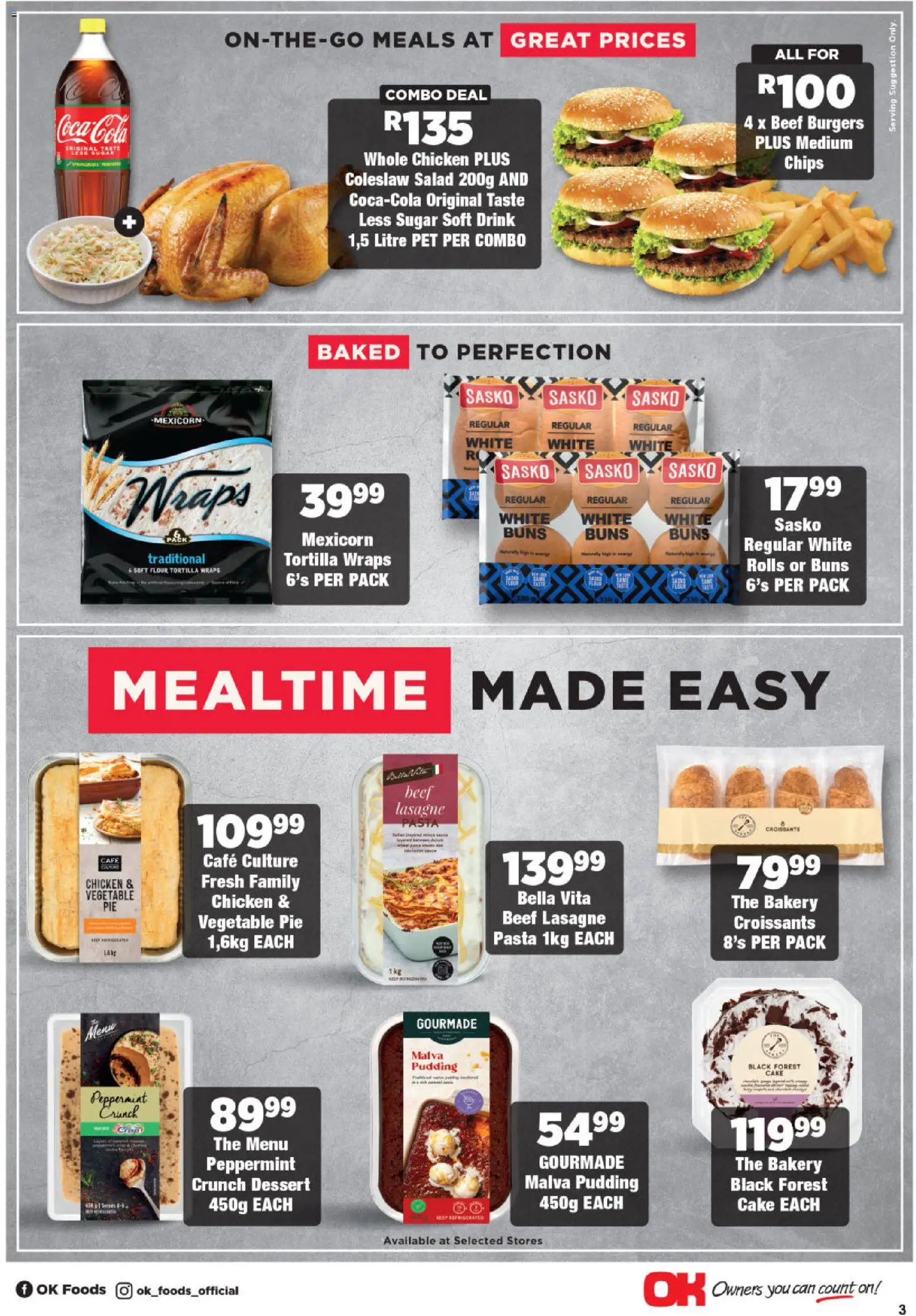 New OK Foods catalogue – valid from 25.12.2025 | Page: 3 | Products: Beef, Burgers, Salad, Sugar