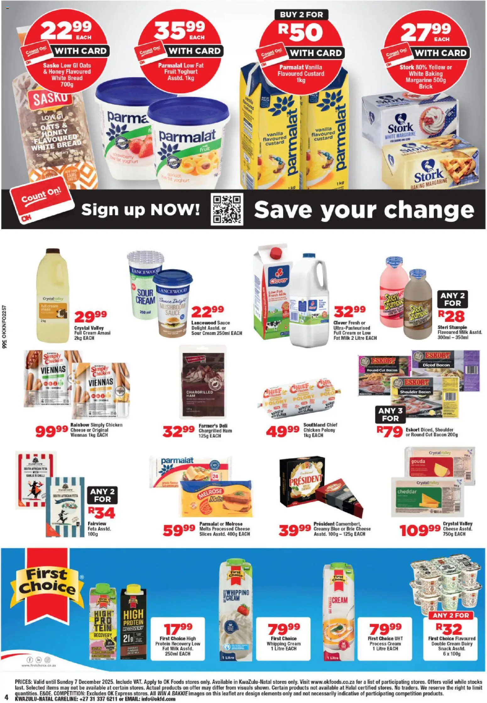 New OK Foods catalogue – valid from 25.12.2025 | Page: 4 | Products: Milk, Margarine, Cream, Garlic