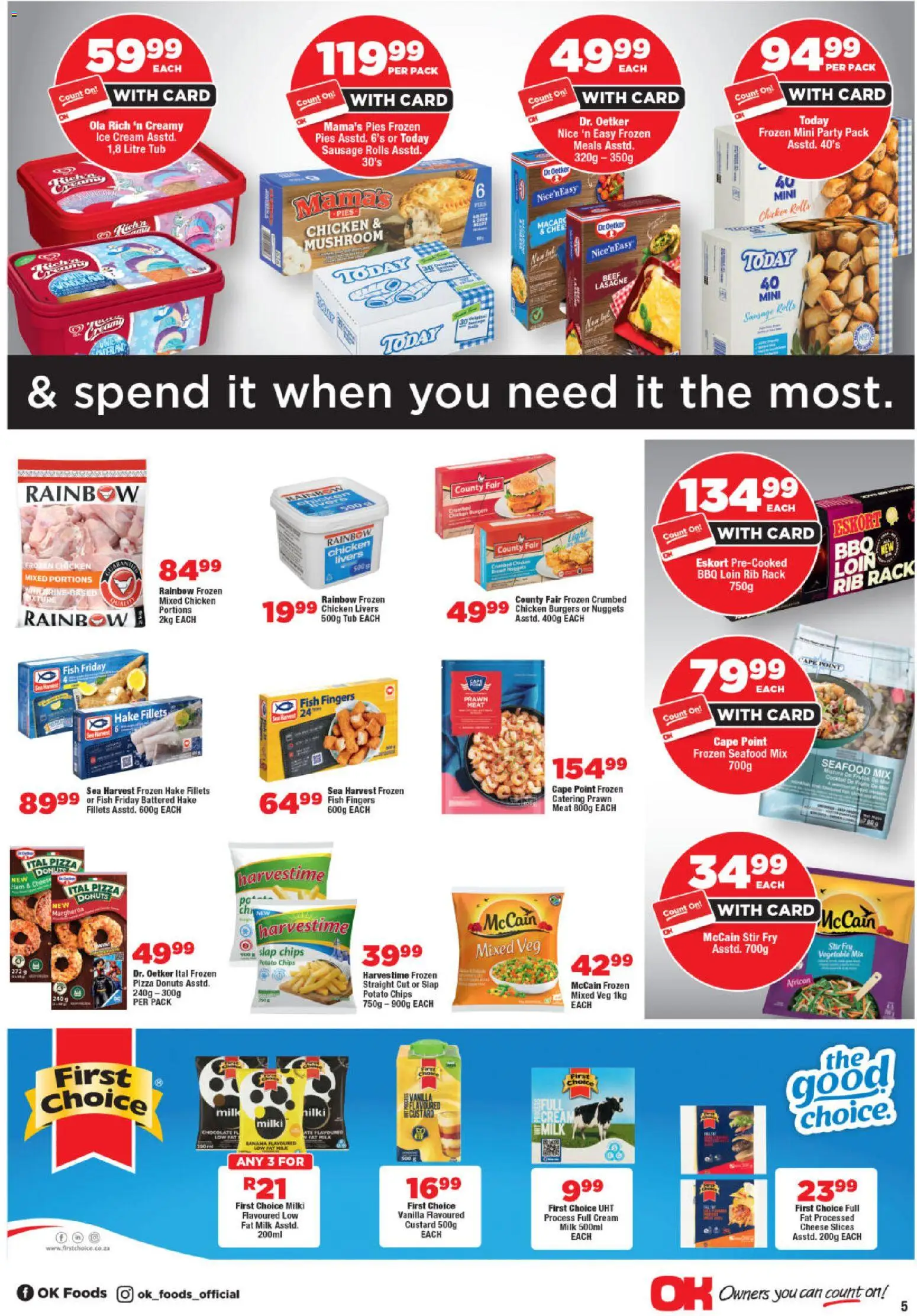 New OK Foods catalogue – valid from 25.12.2025 | Page: 5 | Products: Chips, Cream, Seafood, Peach