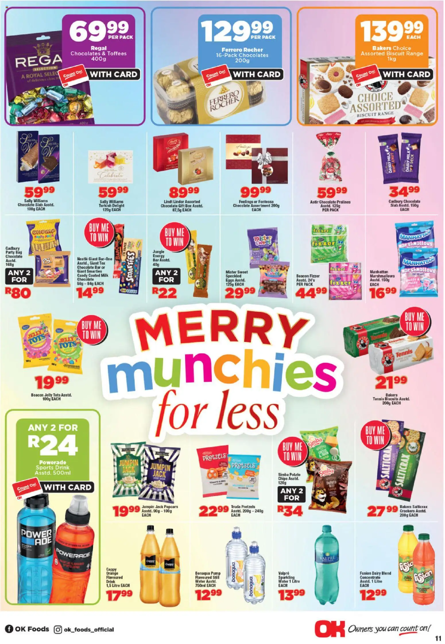 New OK Foods catalogue – valid from 25.12.2025 | Page: 11 | Products: Milk, Biscuits, Chocolate, Popcorn