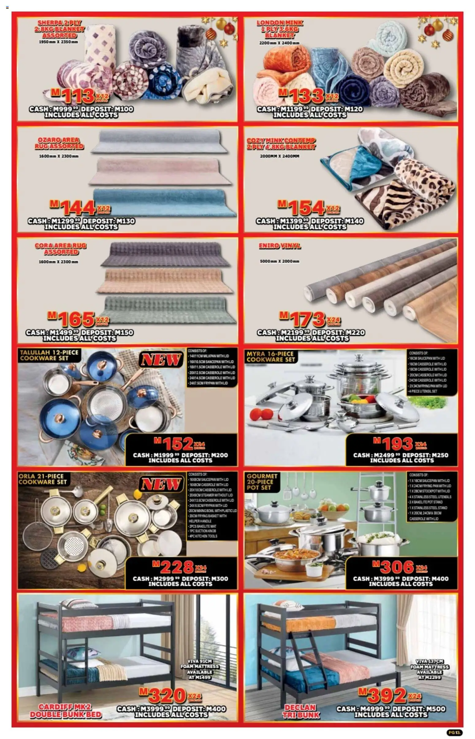 New Lewis Stores catalogue – valid from 10.11.2025 | Page: 13 | Products: Bed, Mattress, Basket, Cookware