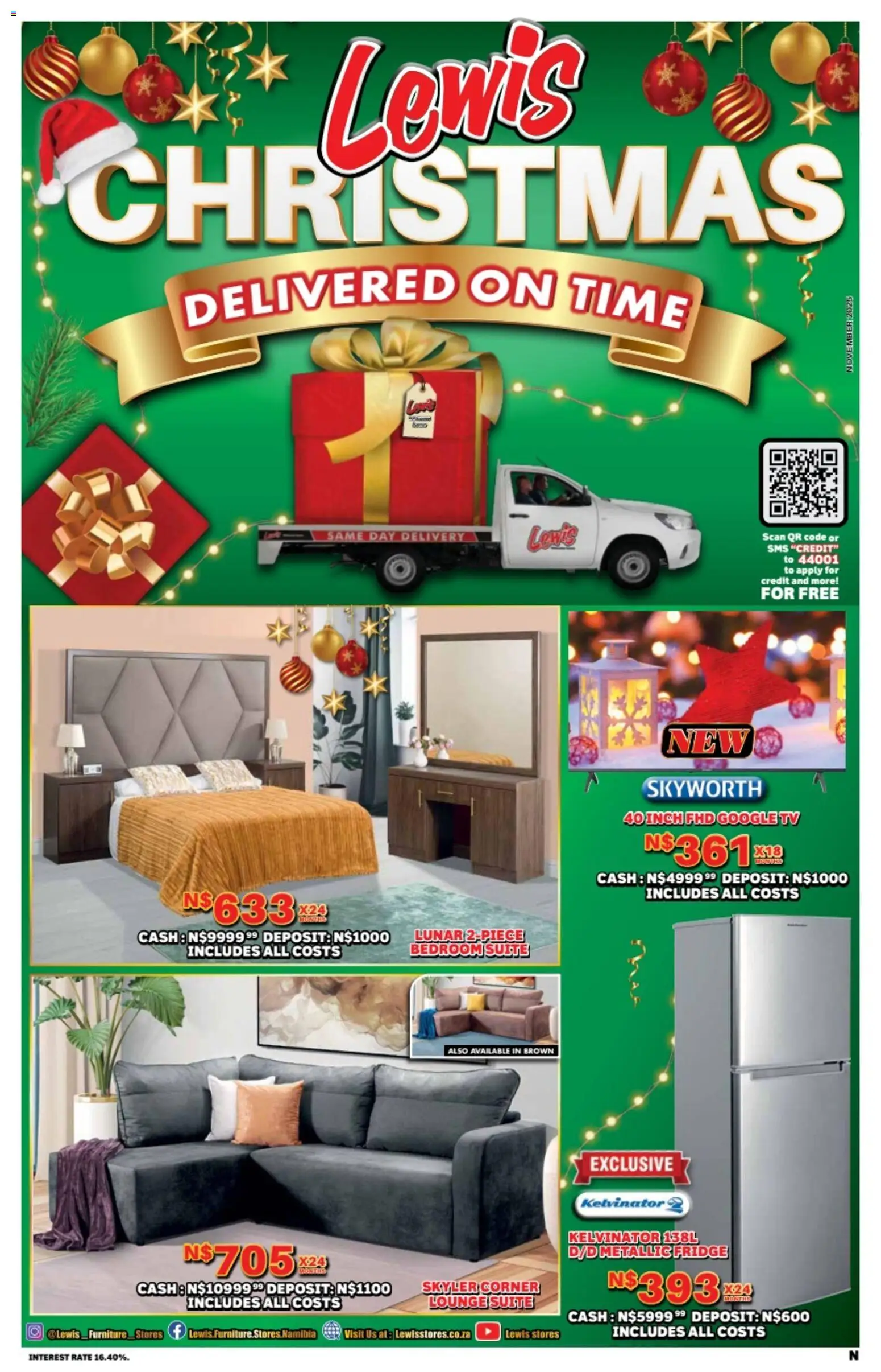 New Lewis Stores catalogue – valid from 10.11.2025 | Page: 1 | Products: TV, Fridge, Lounge suite New Lewis Stores catalogue – valid from 10.11.2025 | Page: 1 | Products: TV, Fridge, Lounge suite