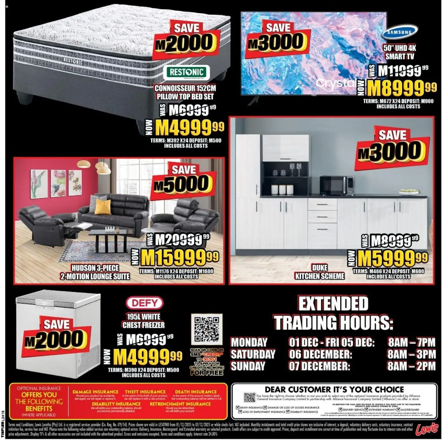 New Lewis Stores catalogue – valid from 01.12.2025 | Page: 3 | Products: Freezer, Pillow, Lounge suite, Chest freezer New Lewis Stores catalogue – valid from 01.12.2025 | Page: 3 | Products: Freezer, Pillow, Lounge suite, Chest freezer