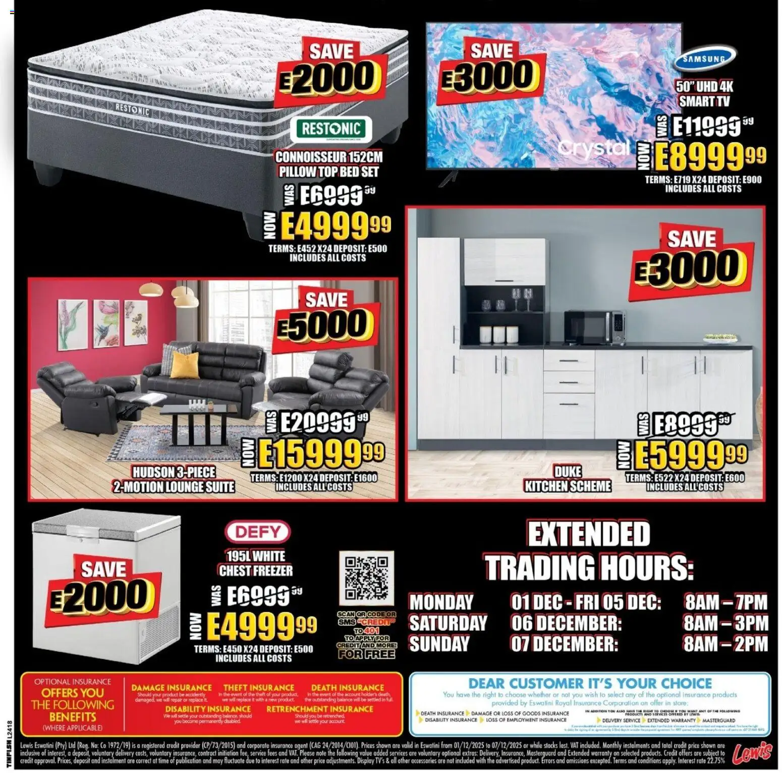New Lewis Stores catalogue – valid from 01.12.2025 | Page: 3 | Products: Freezer, TV, Lounge suite, Chest freezer New Lewis Stores catalogue – valid from 01.12.2025 | Page: 3 | Products: Freezer, TV, Lounge suite, Chest freezer