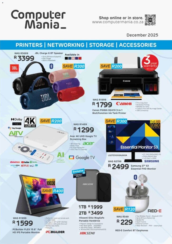 Computer Mania – Printer, Networking, Storage Accessories (01/12/2025 – 31/12/2025) Online