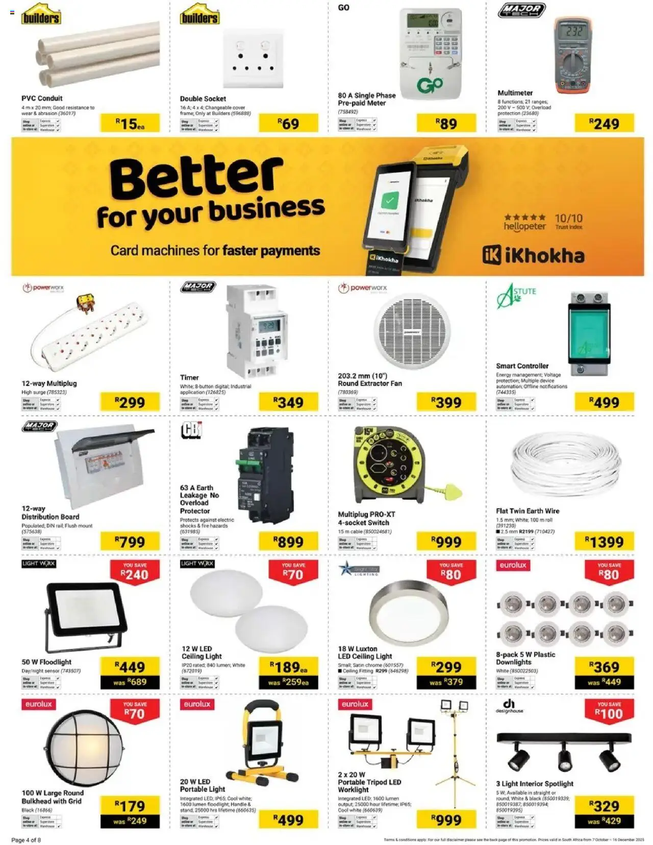 New Builders catalogue – valid from 07.10.2025 | Page: 4 | Products: Cable, Timer, Socket, Switch