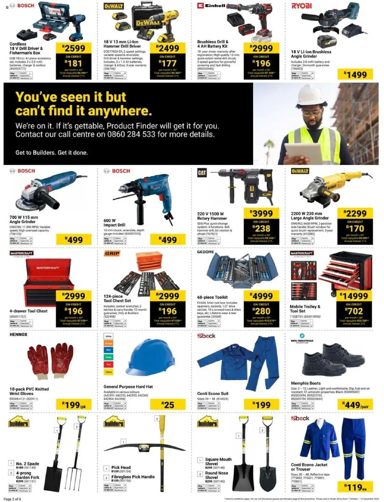New Builders catalogue – valid from 07.10.2025 | Page: 2 | Products: Battery, Light, Hammer, Brush