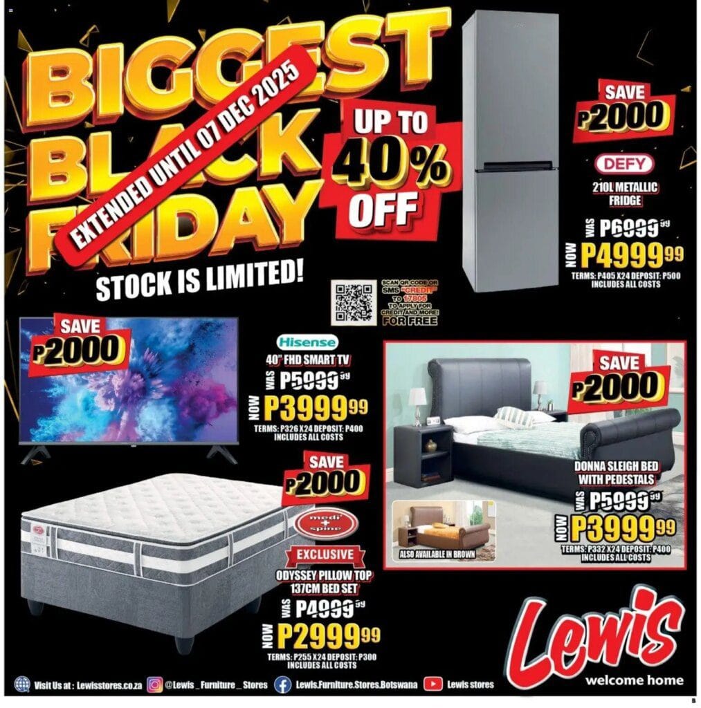 Lewis Stores – Botswana Black Friday (01/12/2025 – 07/12/2025) Online