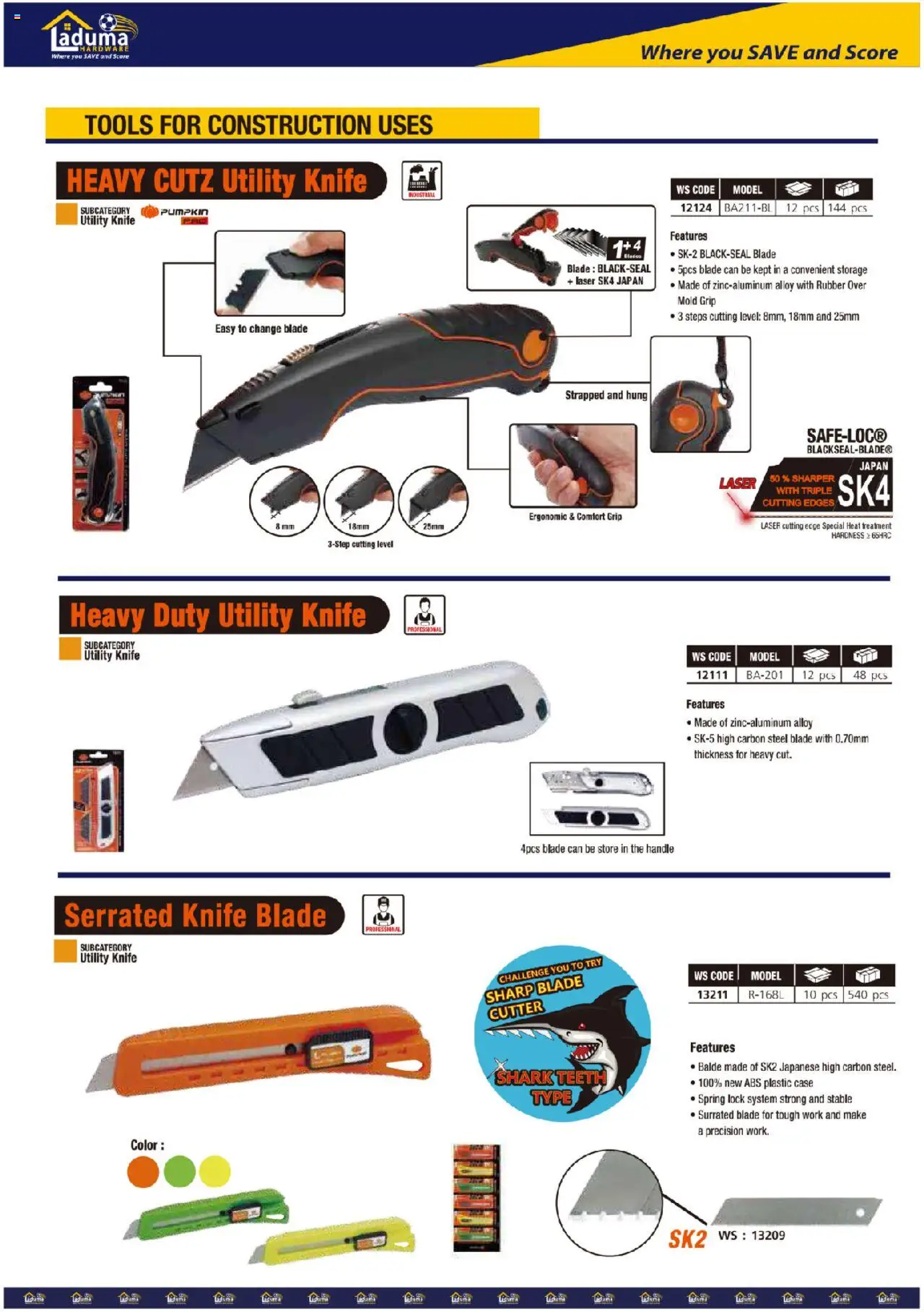 New Laduma Hardware catalogue – valid from 01.06.2024 | Page: 9 | Products: Case, Utility, Cutter, Lock New Laduma Hardware catalogue – valid from 01.06.2024 | Page: 9 | Products: Case, Utility, Cutter, Lock