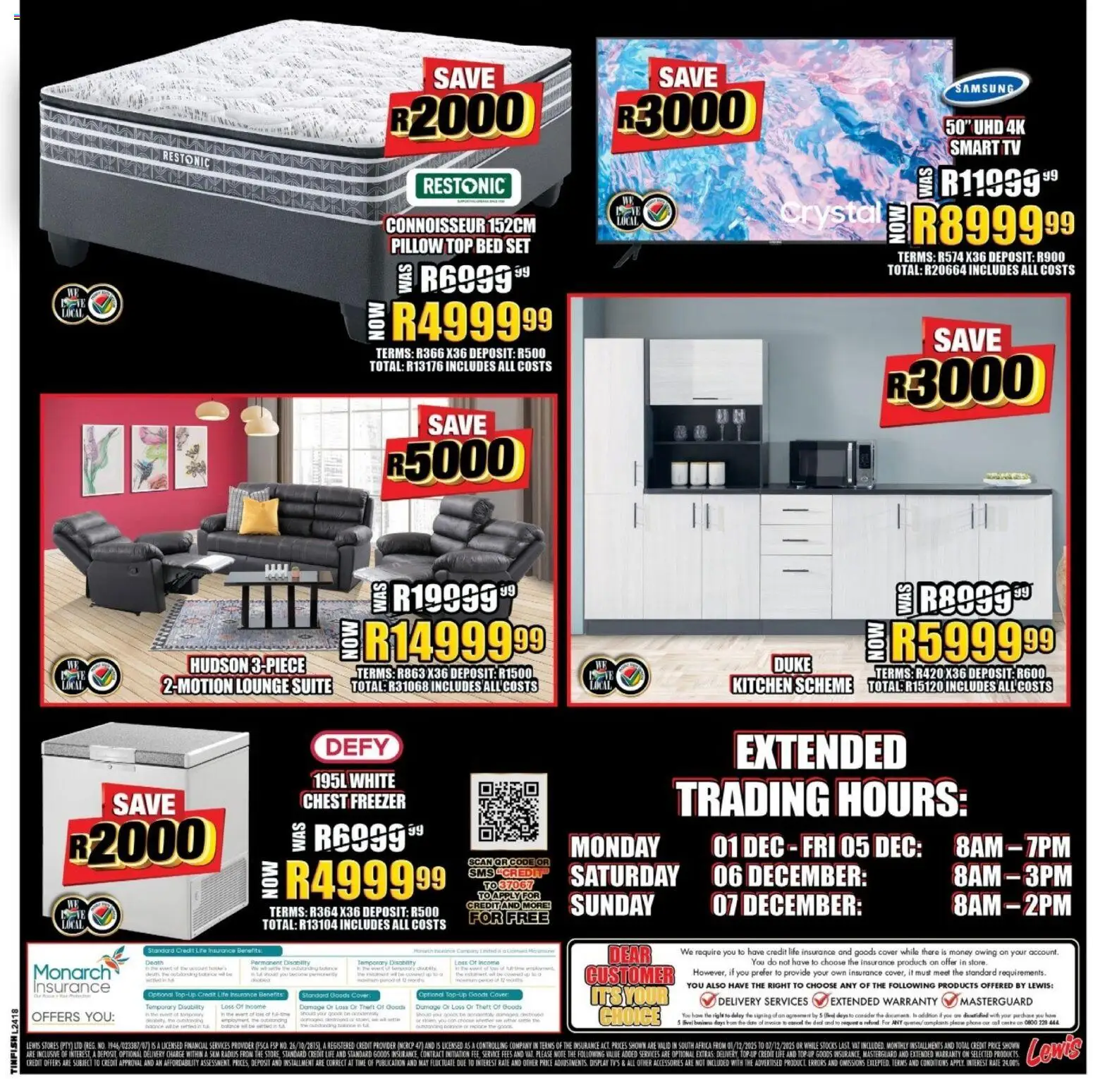 New Lewis Stores catalogue – valid from 01.12.2025 | Page: 3 | Products: Cover, Phone, Freezer, Lounge suite