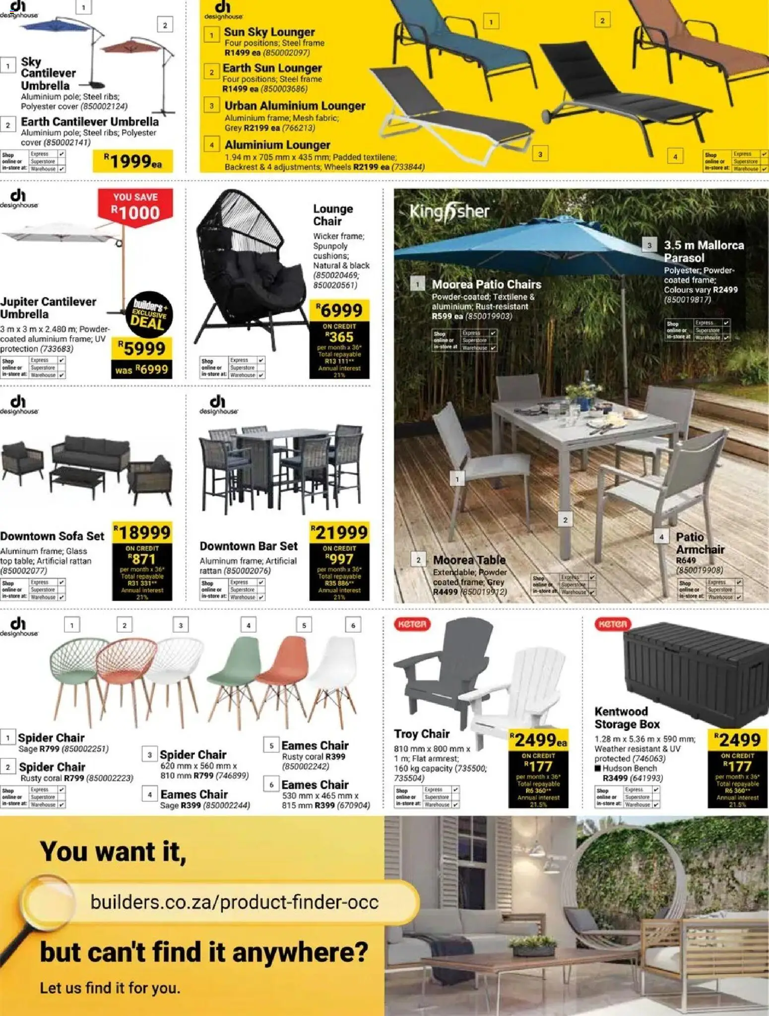 New Builders catalogue – valid from 02.12.2025 | Page: 13 | Products: Umbrella, Frame, Armchair, Powder