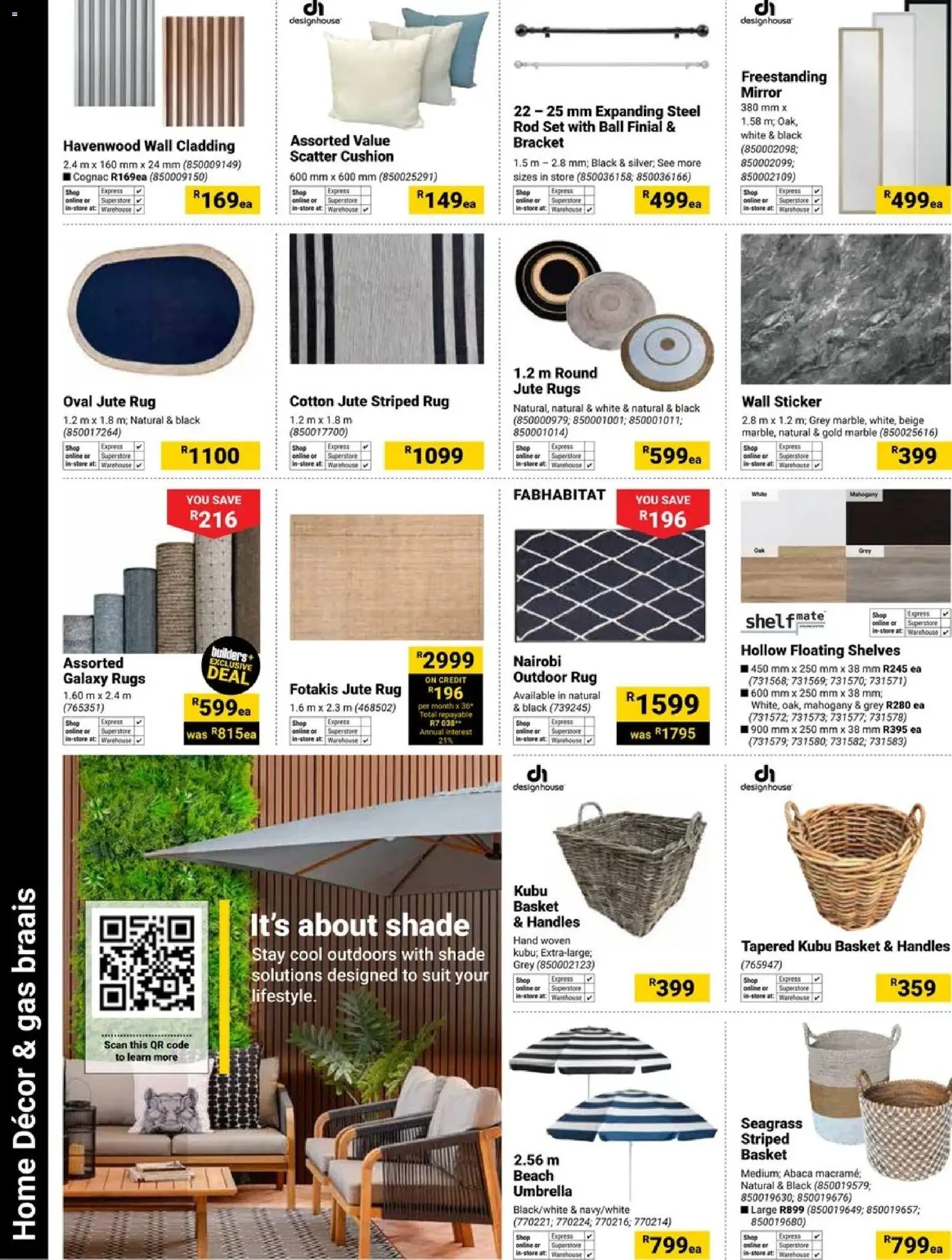 New Builders catalogue – valid from 02.12.2025 | Page: 16 | Products: Umbrella, Rug, Basket, Mirror
