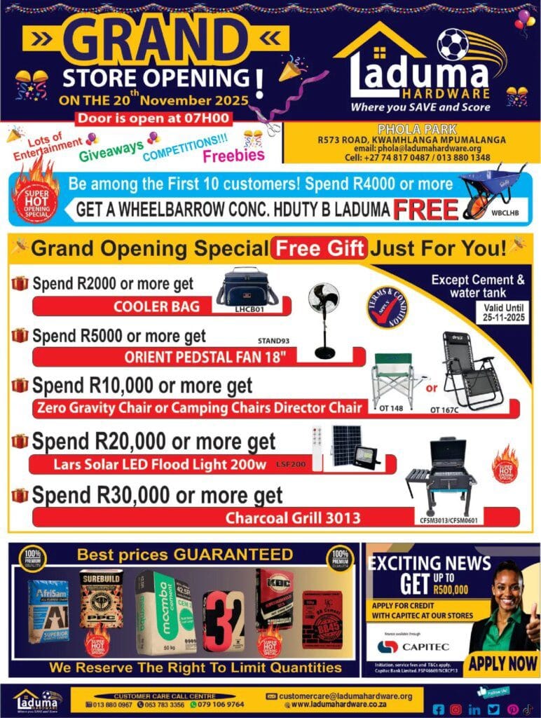 Laduma Hardware – Grand Store Opening (20/11/2025 – 10/12/2025) Online