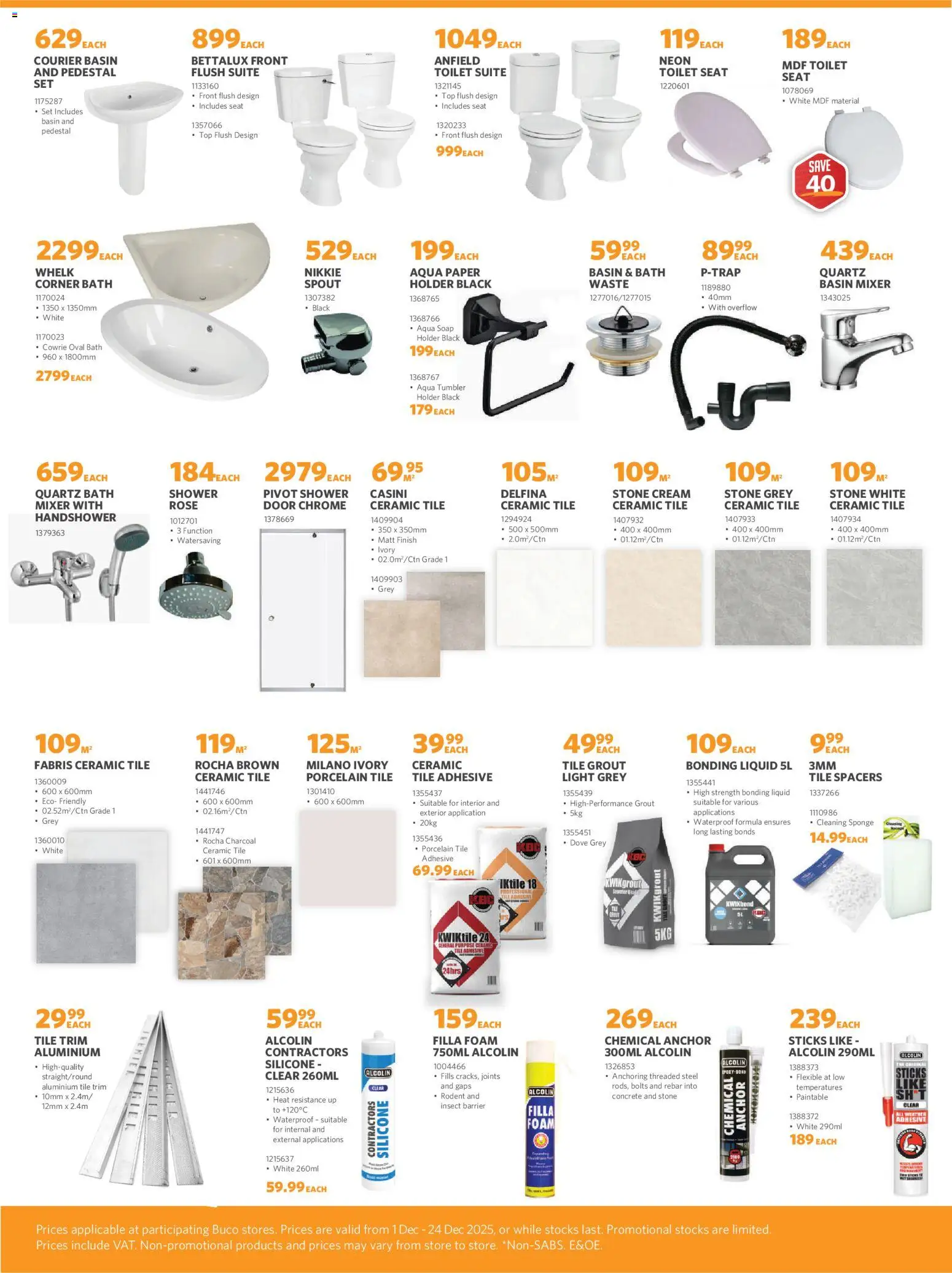New BUCO catalogue – valid from 01.12.2025 | Page: 5 | Products: Shower, Light, Silicone, Paper