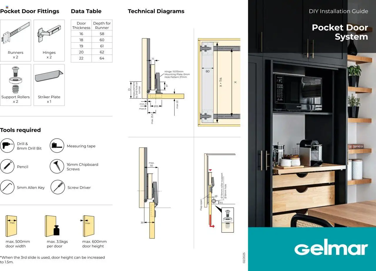 Gelmar 1 Door Pocket Door System (from Thursday 01/05/2025) Online