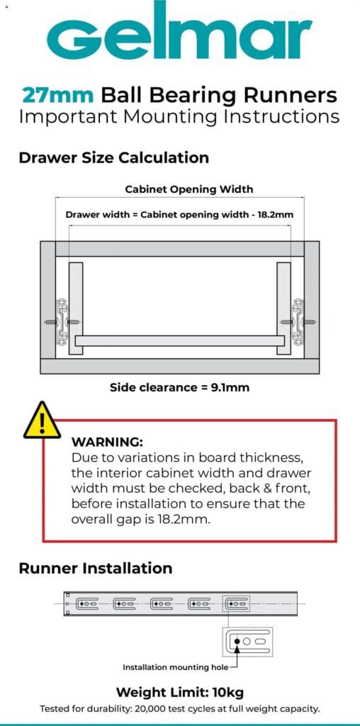 Gelmar 27mm Ball Bearing Runner (from Thursday 01/05/2025) Online
