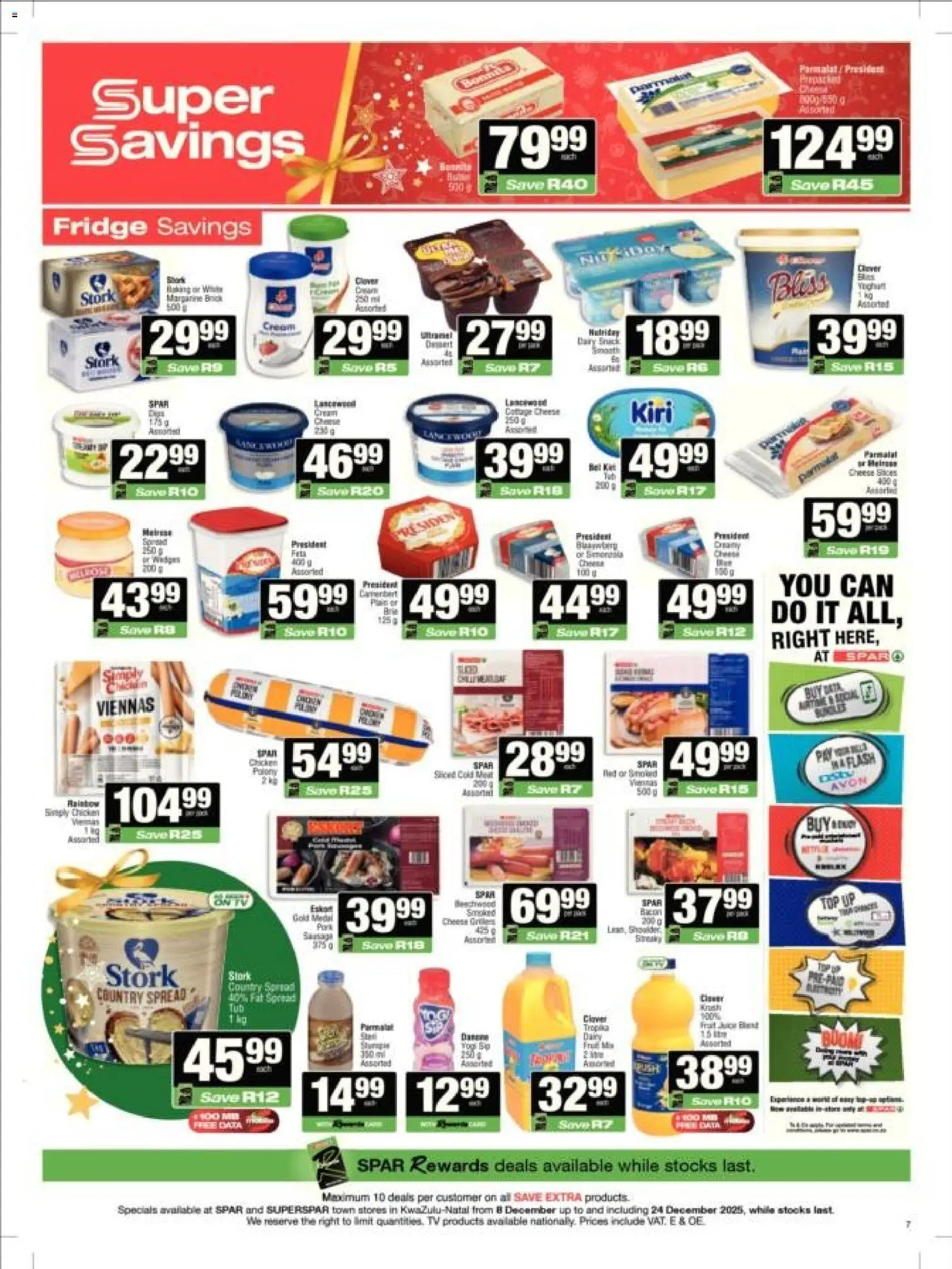 New Superspar catalogue – valid from 08.12.2025 | Page: 7 | Products: Data, Polony, Cottage cheese, Fat spread New Superspar catalogue – valid from 08.12.2025 | Page: 7 | Products: Data, Polony, Cottage cheese, Fat spread