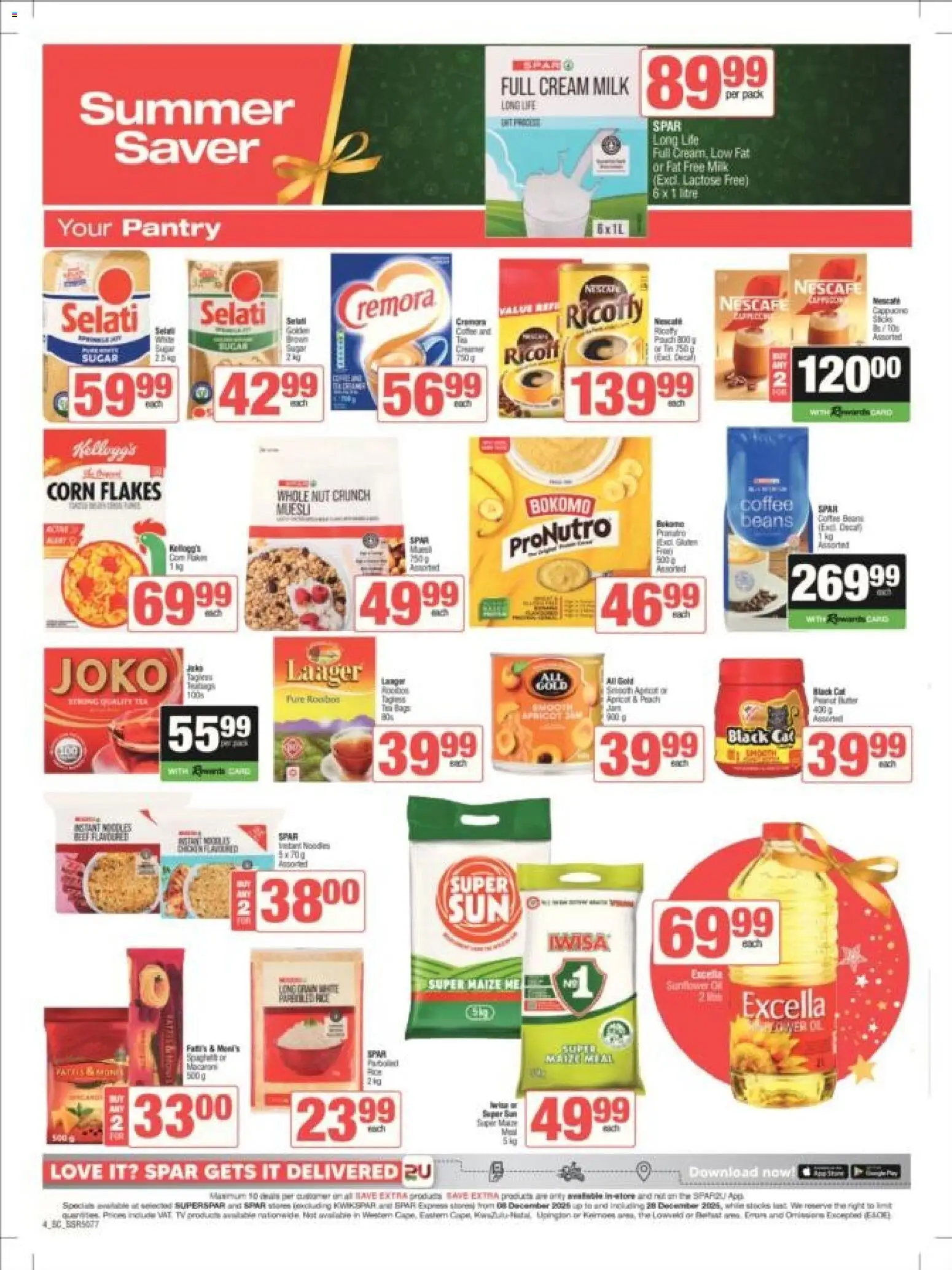 New Superspar catalogue – valid from 08.12.2025 | Page: 4 | Products: Milk, Coffee, Flakes, Sugar New Superspar catalogue – valid from 08.12.2025 | Page: 4 | Products: Milk, Coffee, Flakes, Sugar