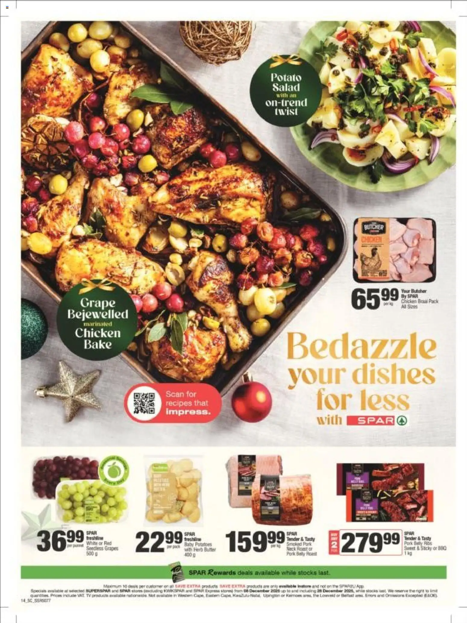 New Superspar catalogue – valid from 08.12.2025 | Page: 14 | Products: Ribs, Chicken, Potatoes, Grapes New Superspar catalogue – valid from 08.12.2025 | Page: 14 | Products: Ribs, Chicken, Potatoes, Grapes