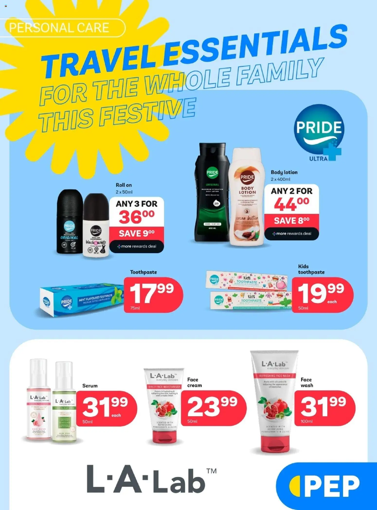 New PEP Stores catalogue – valid from 01.12.2025 | Page: 5 | Products: Pasta, Cream, Toothpaste, Lotion