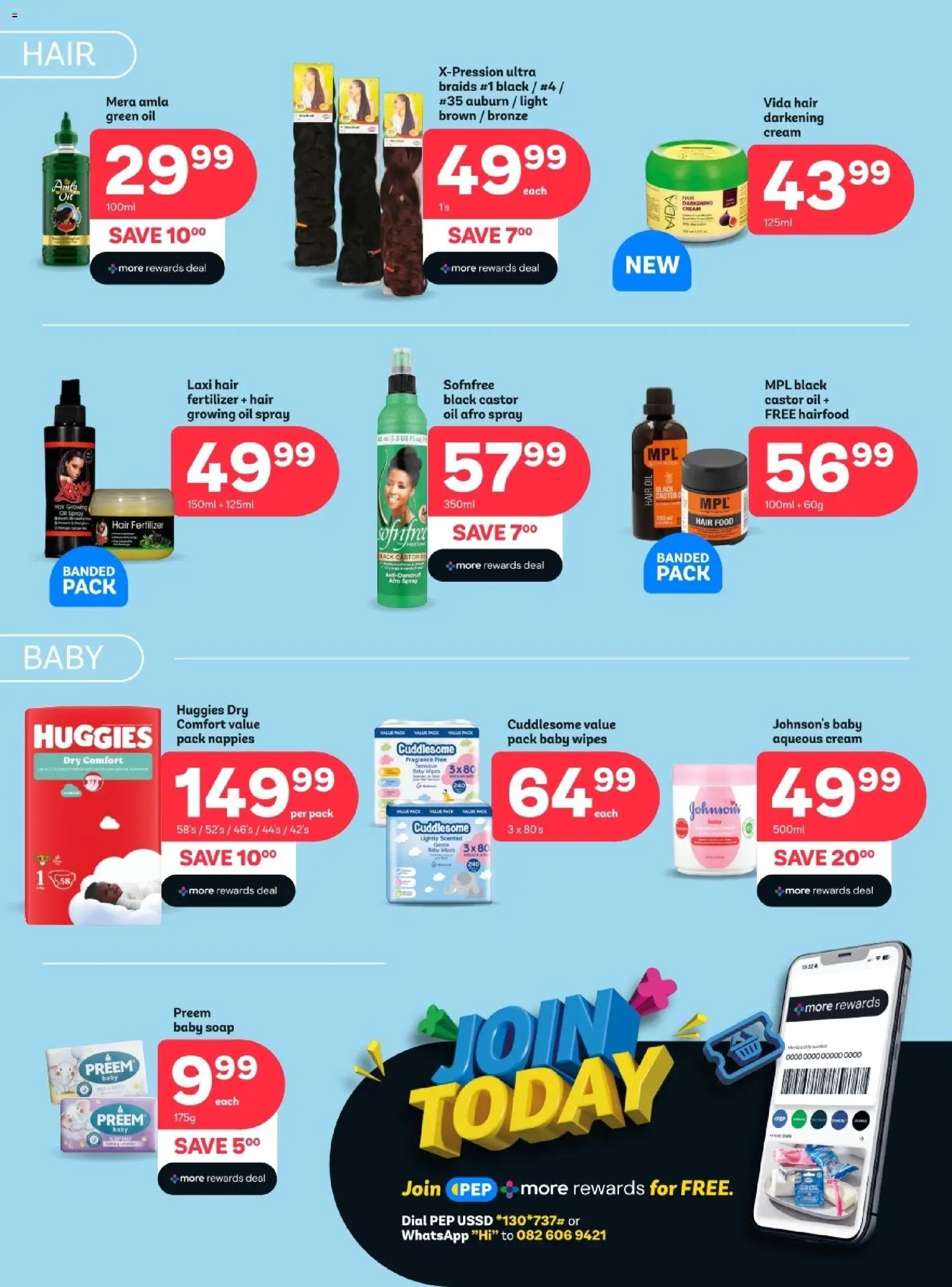 New PEP Stores catalogue – valid from 01.12.2025 | Page: 3 | Products: Braids, Oil, Fragrance, Nappies
