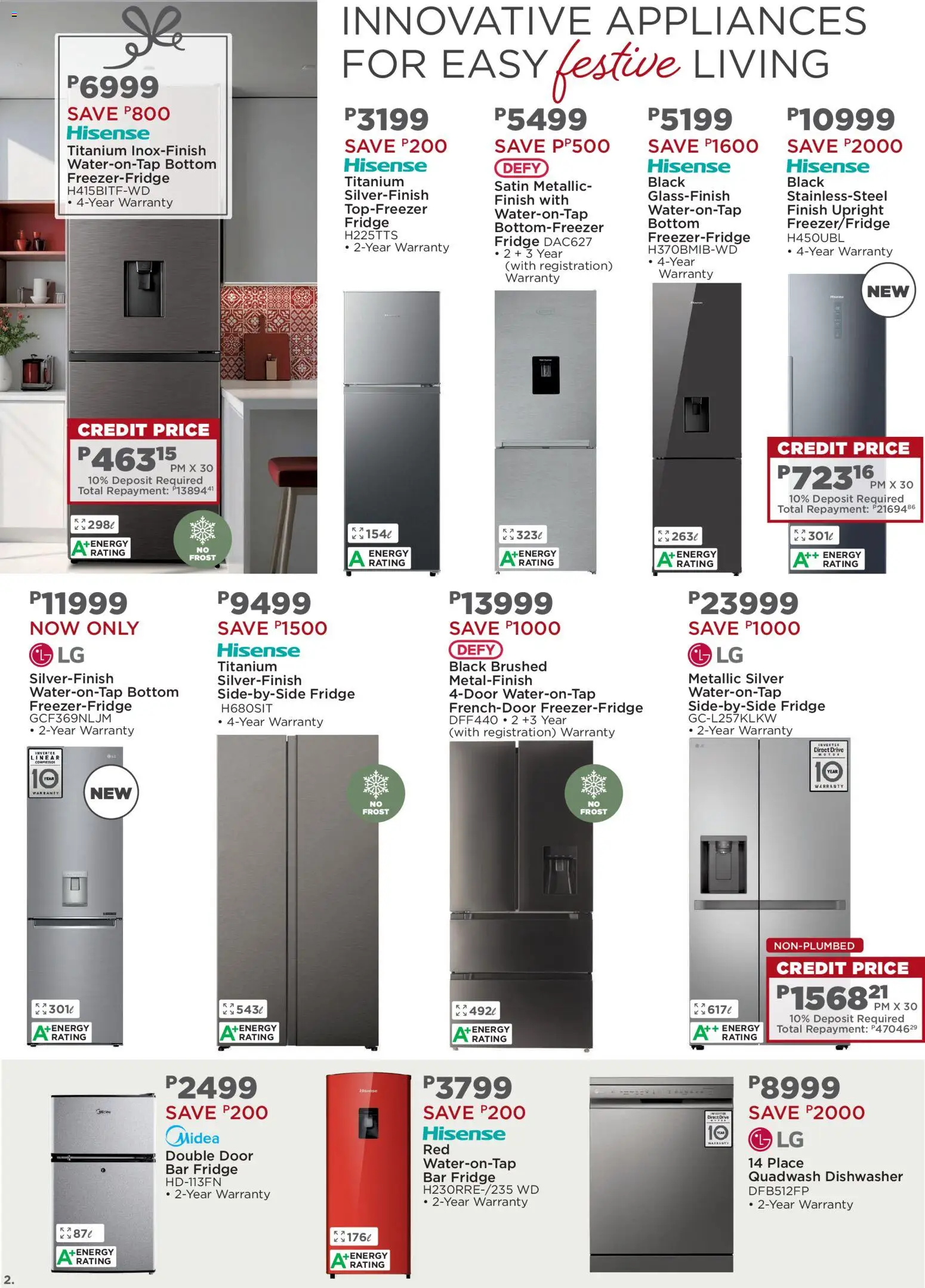 New House and Home catalogue – valid from 08.12.2025 | Page: 2 | Products: Dishwasher, Fridge