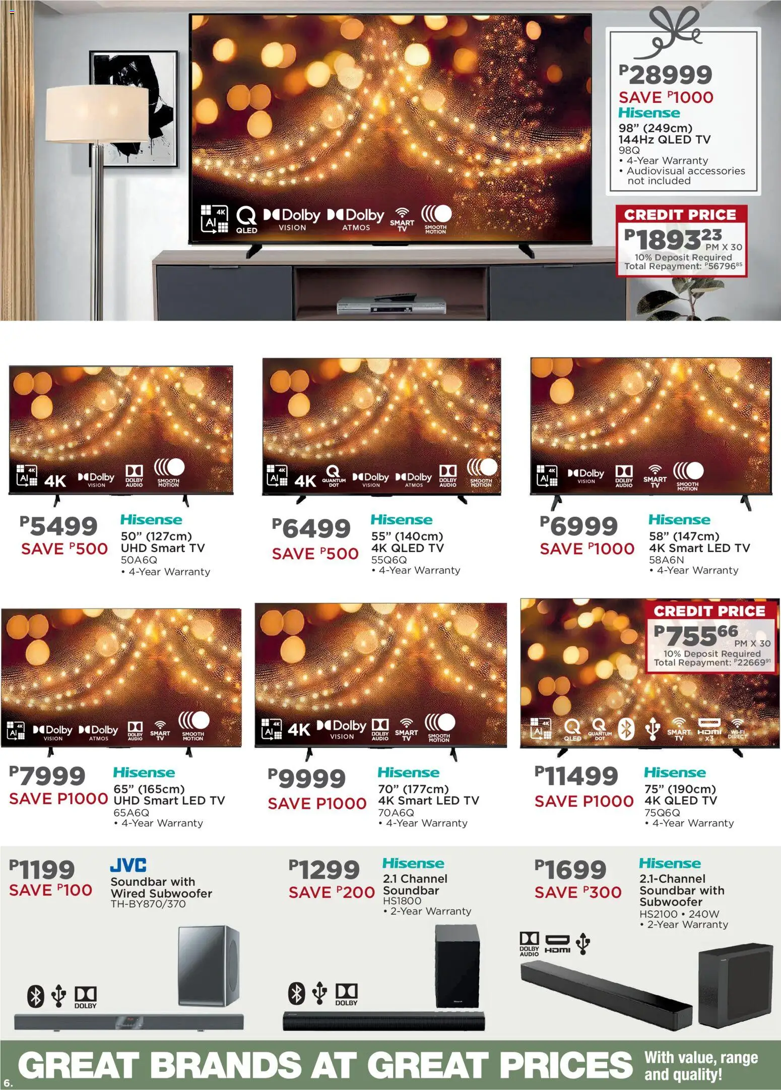New House and Home catalogue – valid from 08.12.2025 | Page: 6 | Products: Audio, TV, Soundbar, Subwoofer