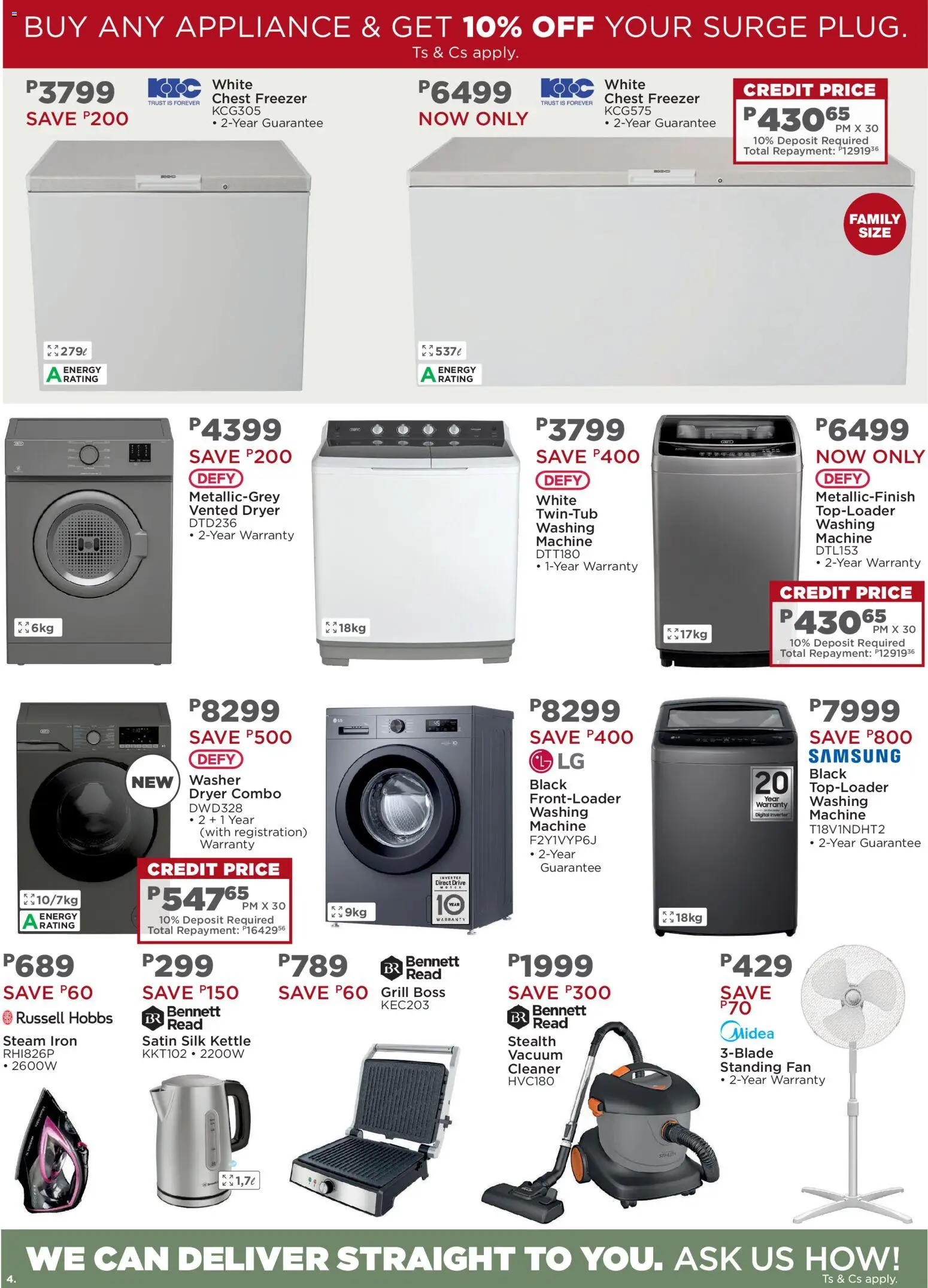 New House and Home catalogue – valid from 08.12.2025 | Page: 4 | Products: Washing machine, Grill, Kettle, Chest freezer