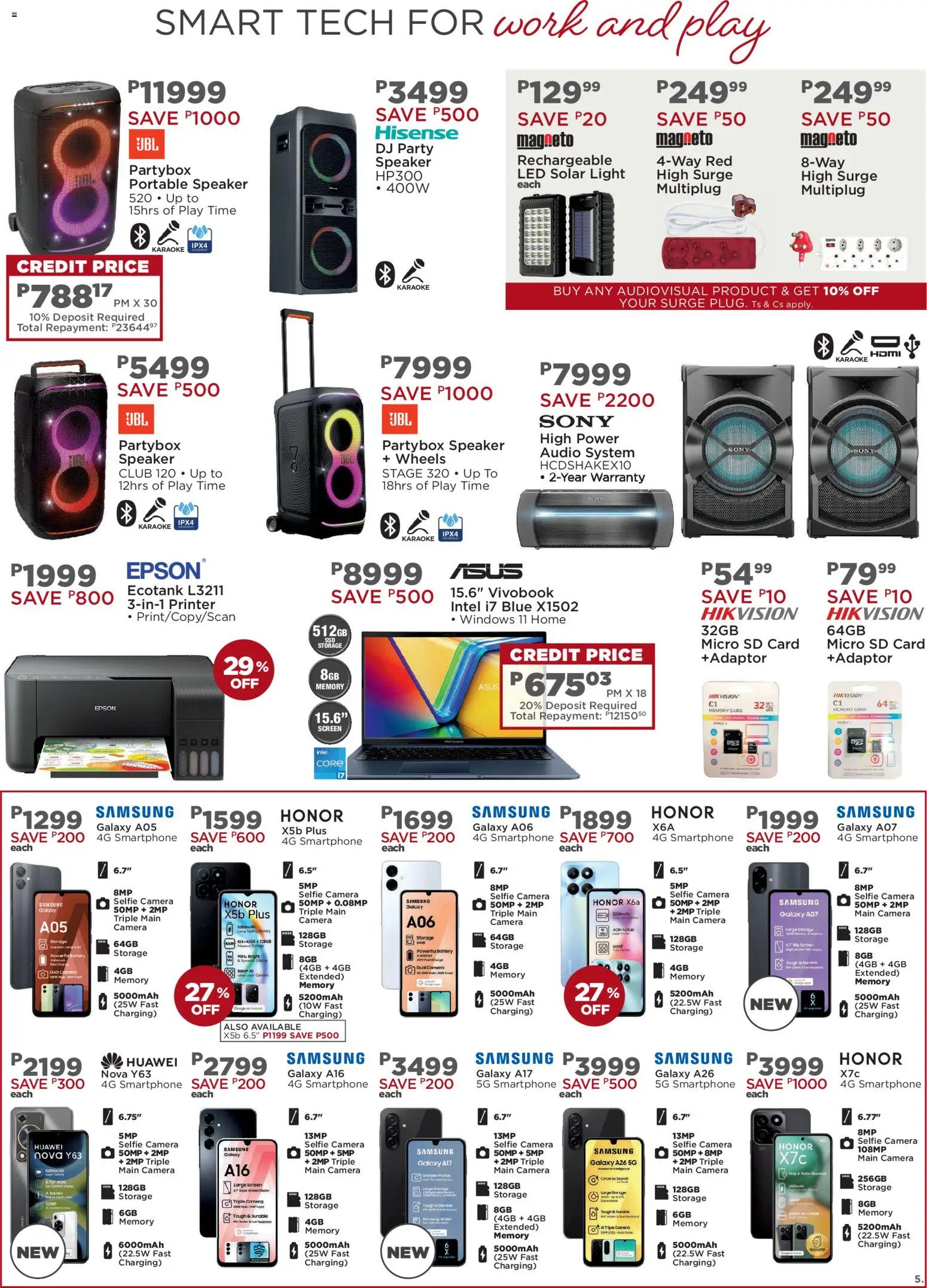 New House and Home catalogue – valid from 08.12.2025 | Page: 5 | Products: Printer, Camera, Memory card, Light