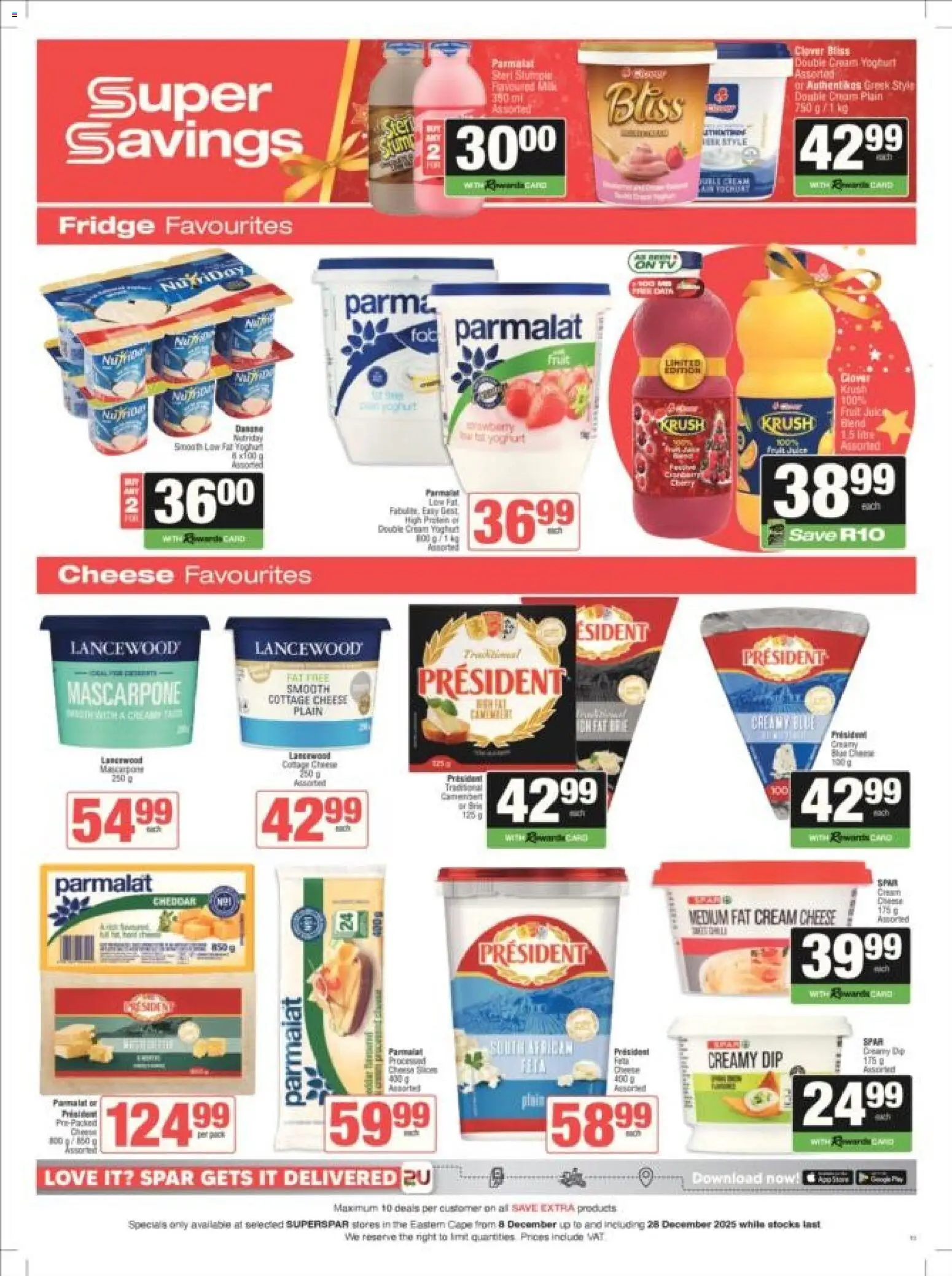 New Superspar catalogue – valid from 08.12.2025 | Page: 13 | Products: Yoghurt, Cheese, Cream, Cottage cheese New Superspar catalogue – valid from 08.12.2025 | Page: 13 | Products: Yoghurt, Cheese, Cream, Cottage cheese