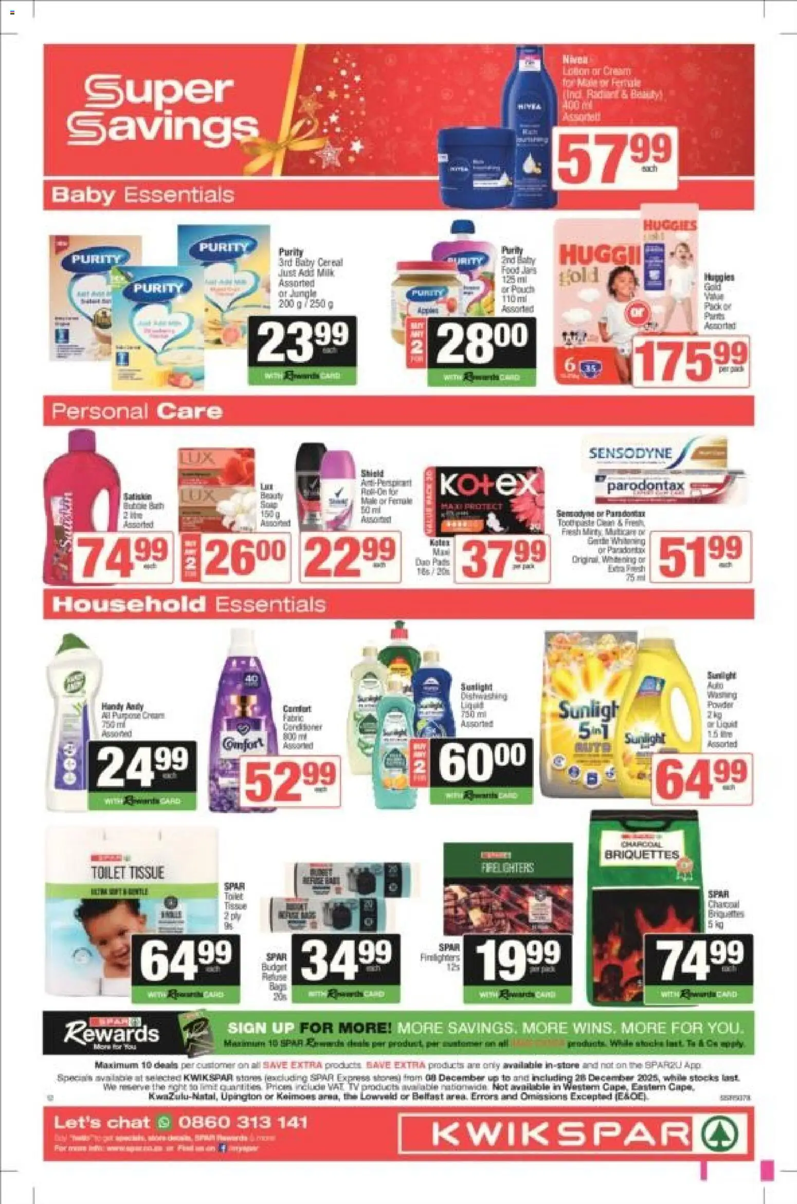New KWIKSPAR catalogue – valid from 08.12.2025 | Page: 4 | Products: Hat, TV, Milk, Powder New KWIKSPAR catalogue – valid from 08.12.2025 | Page: 4 | Products: Hat, TV, Milk, Powder