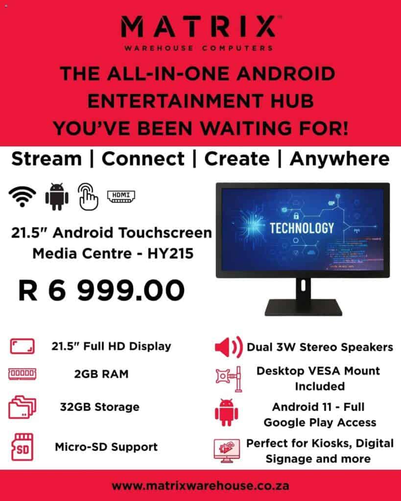 Matrix Warehouse All-In-One Android Entertainment Hub (from Monday 08/12/2025) Online